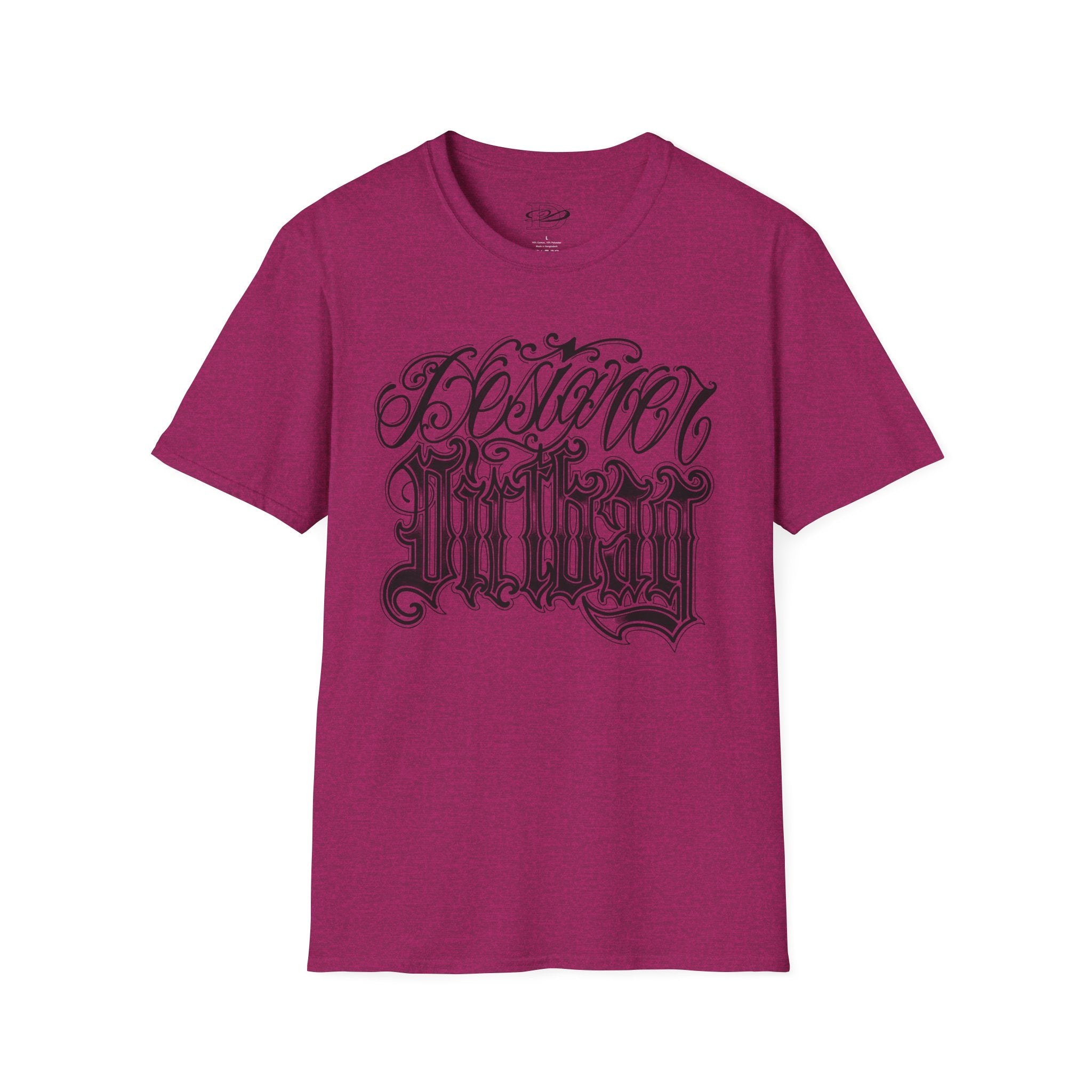 DD Custom Script Lettering w/Gothic Old English Unisex Softstyle T-Shirt