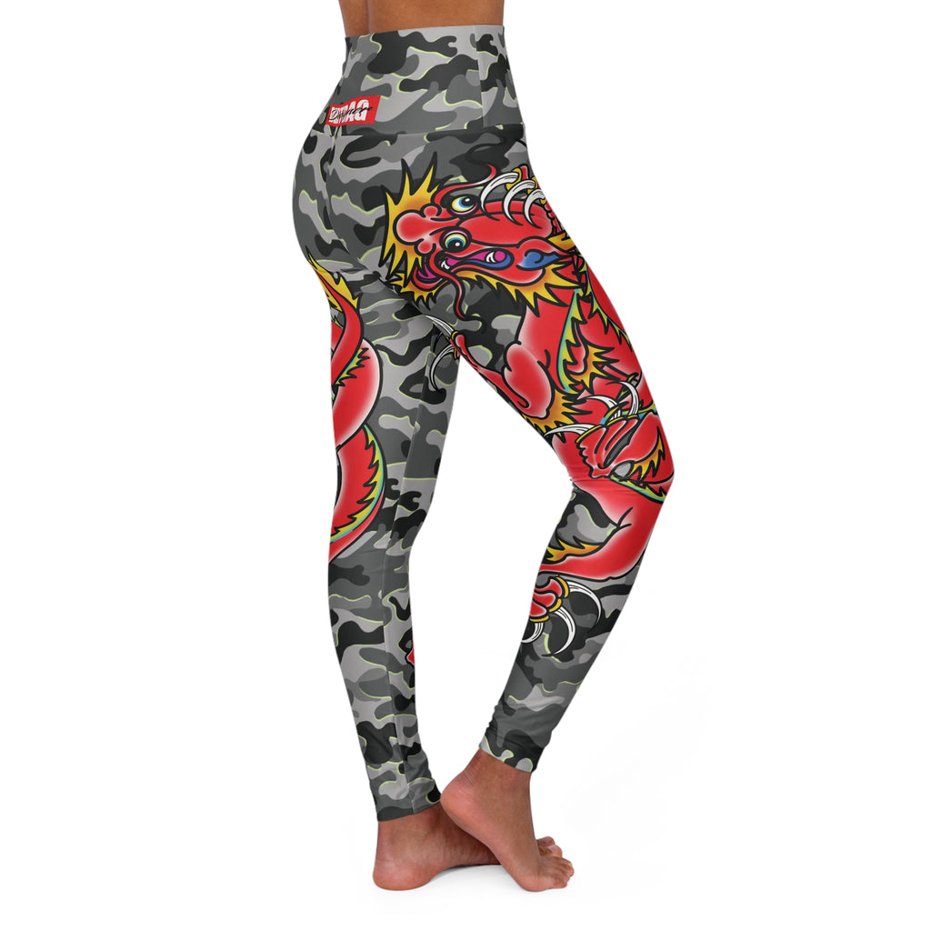 Custom Dragon W/ Urban Camo High Waisted Leggings AOP