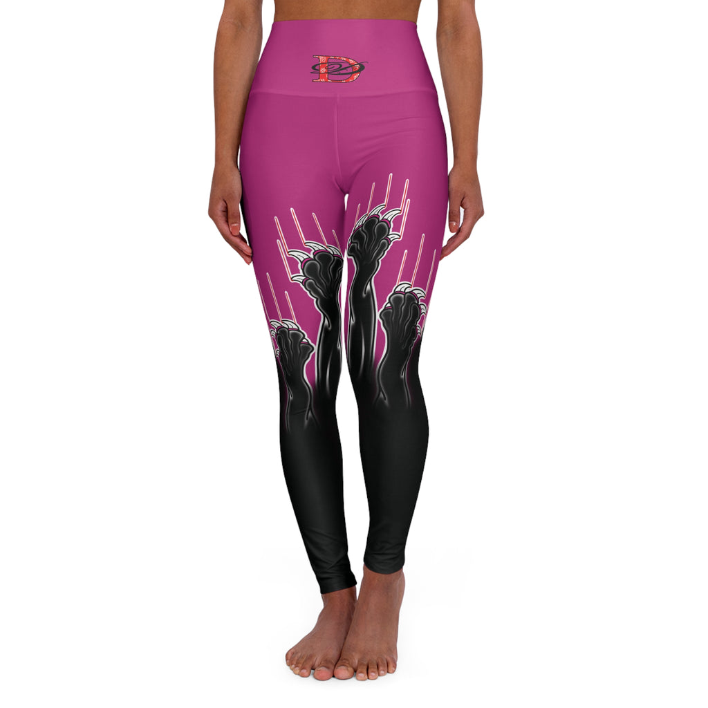 Clawing Panther Paws Print High Waisted Yoga Leggings (AOP)
