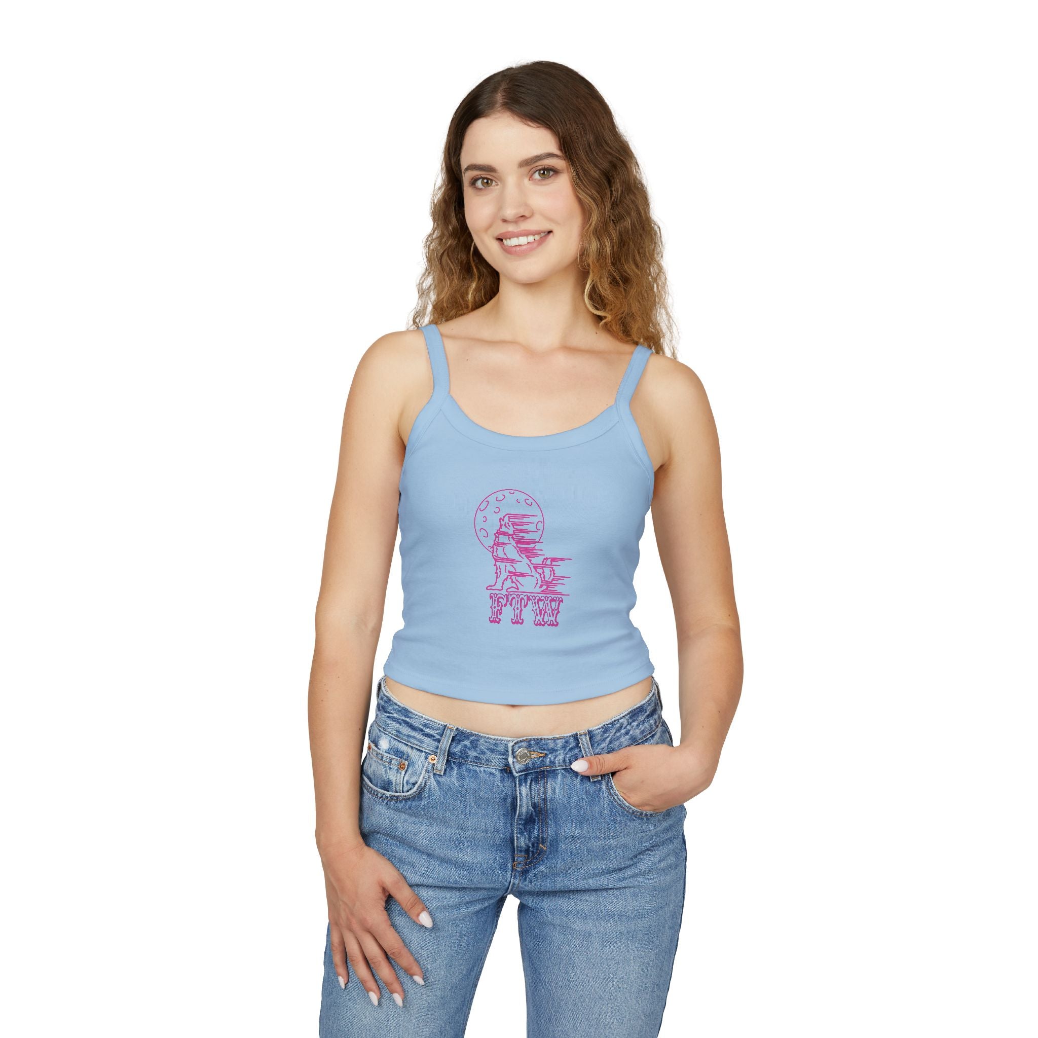 "Stay Hungry" Wolf Head Spaghetti Strap Tank Top