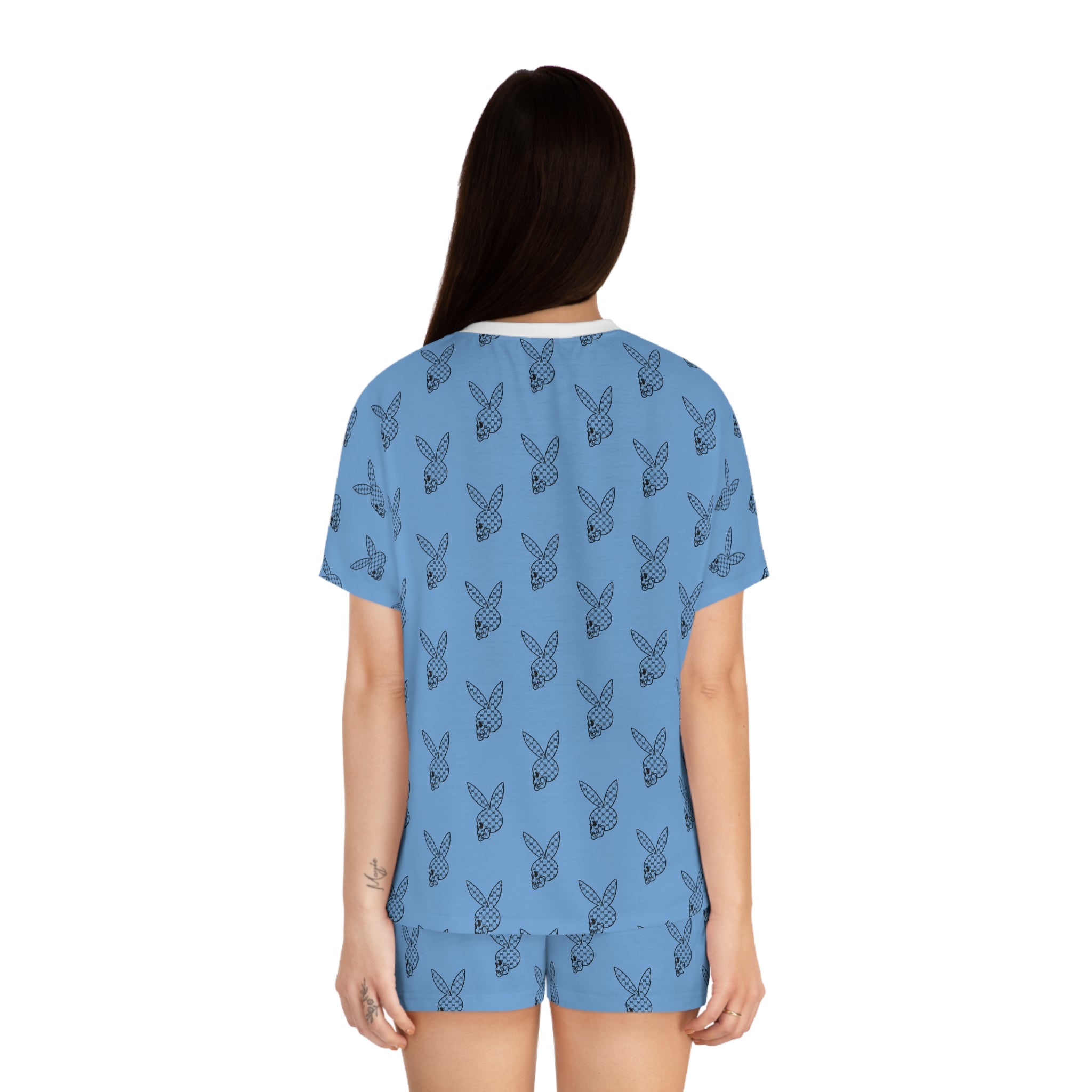 DD Custom Monogram Bunny Skull Women's Pajama Set AOP