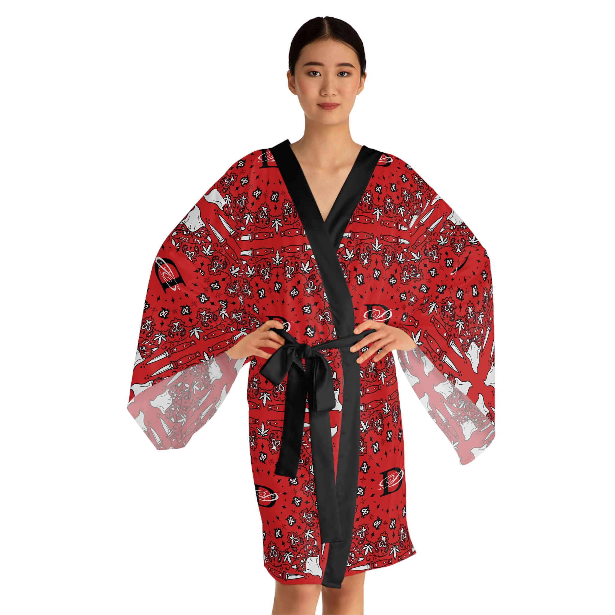 DD Custom Bandana Pattern Long Sleeve Kimono Robe AOP