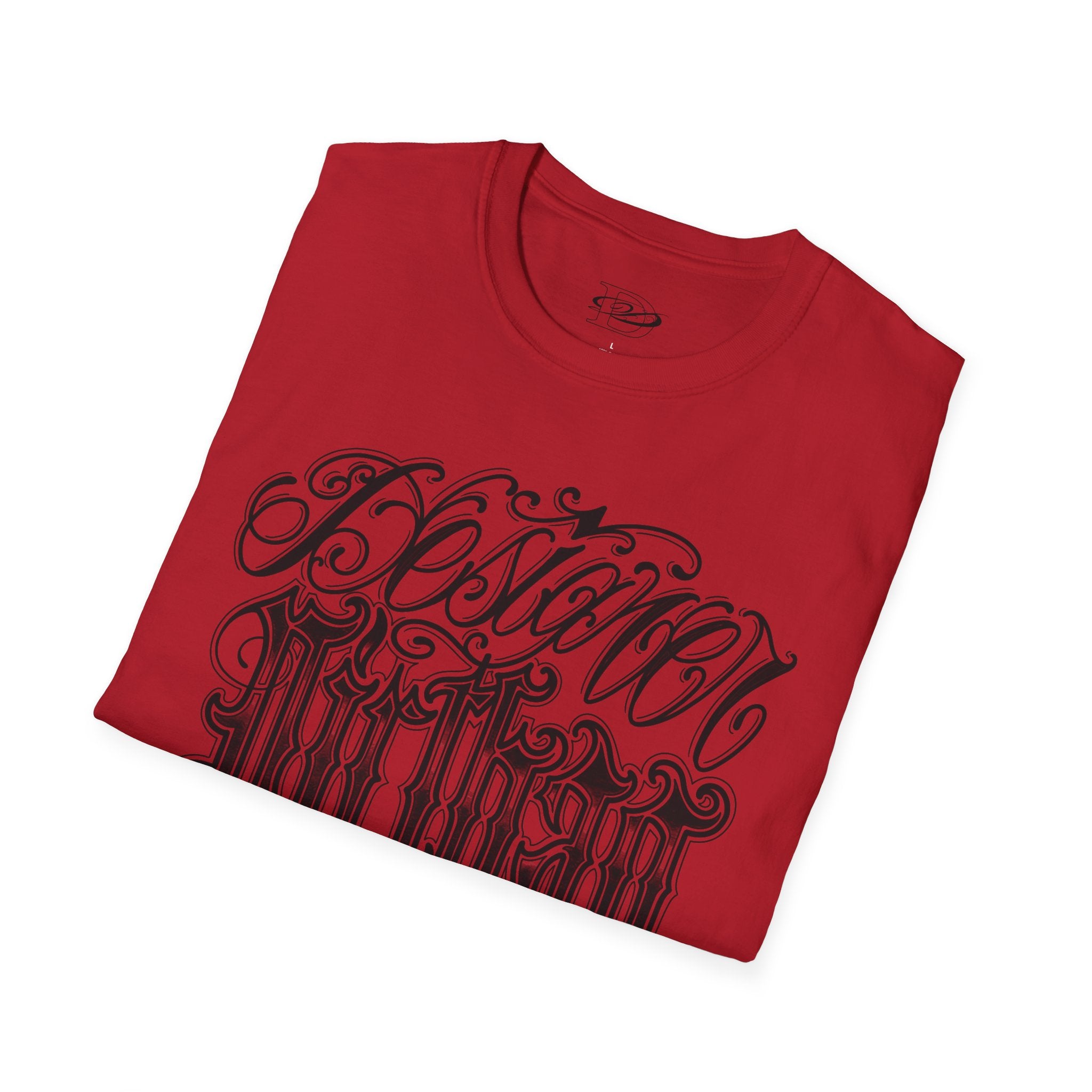 DD Custom Script Lettering w/Gothic Old English Unisex Softstyle T-Shirt