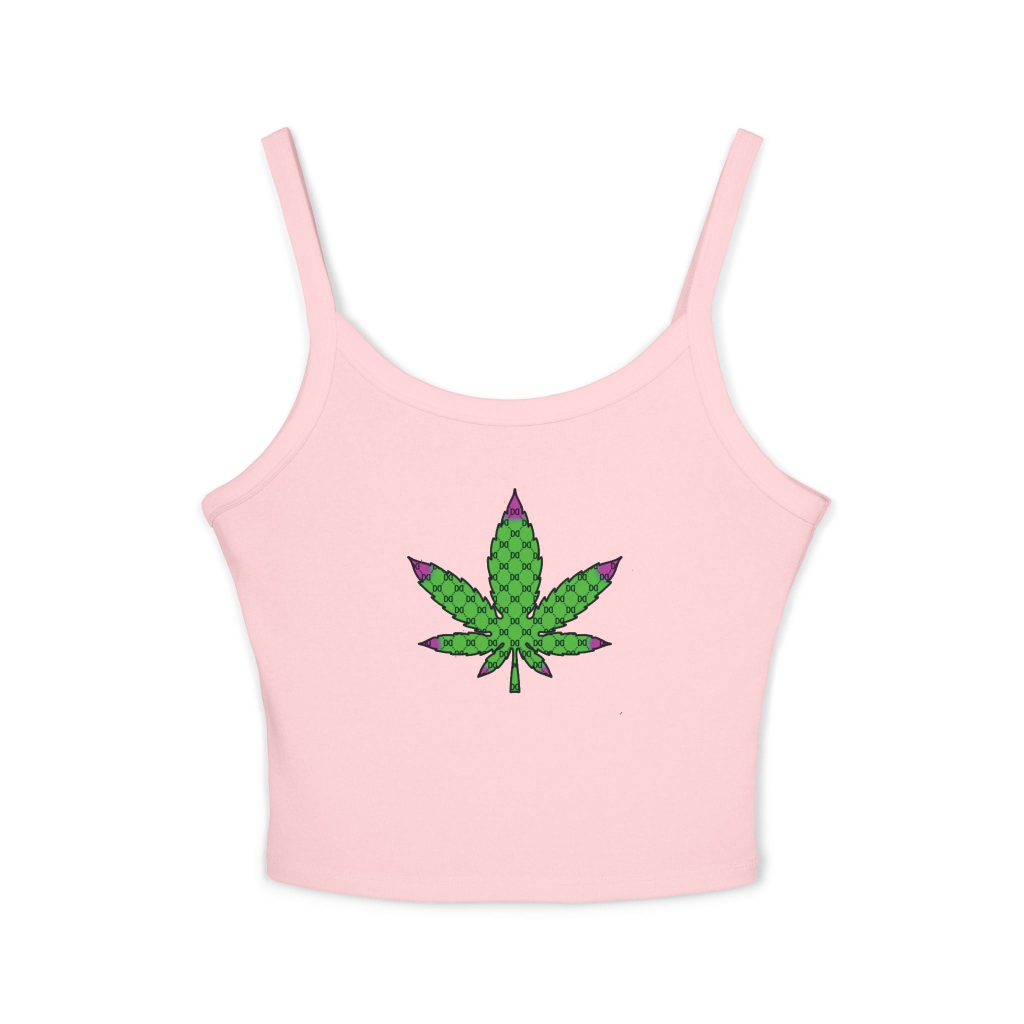 Cannabis Leaf w/DD Monogram Spaghetti Strap Tank Top