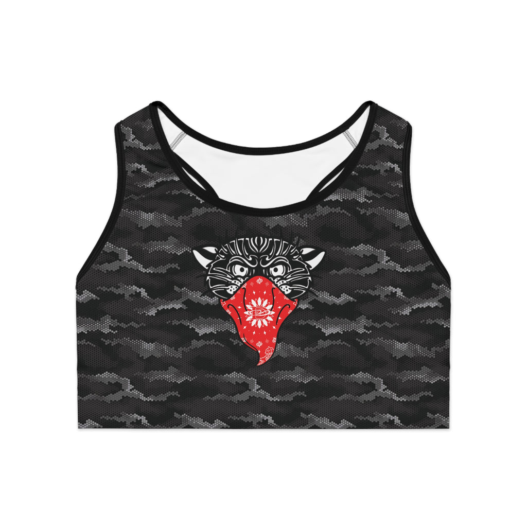 Bandito Panther Urban Digital Hexagon Camo Sports Bra AOP