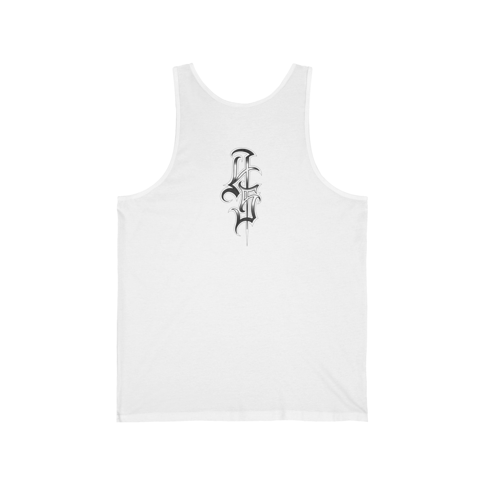 DD Custom Script Lettering W/Gothic Old English Unisex Jersey Tank Top