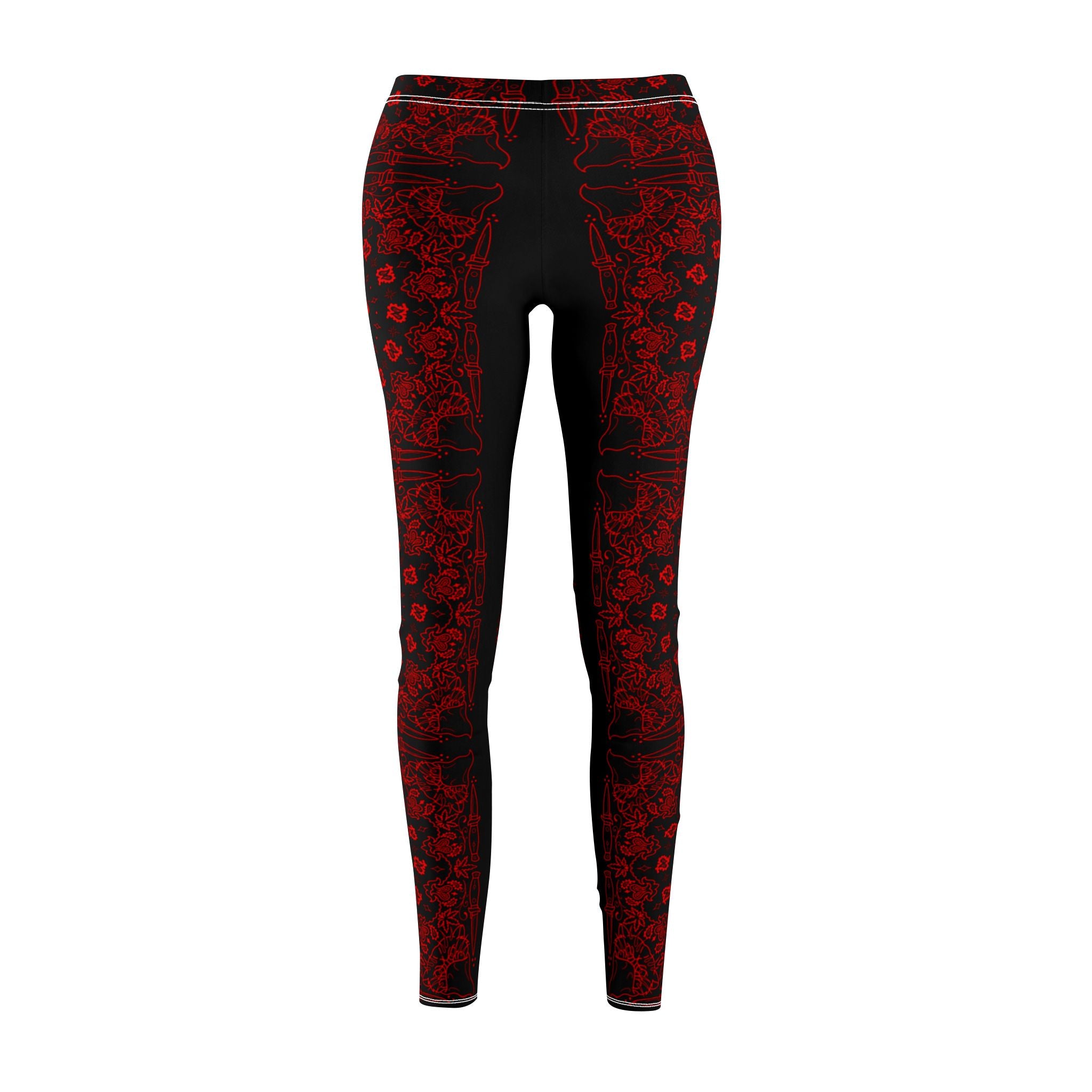 DD Custom Bandana Print | Women's Mid-rise Casual Leggings (AOP), Tattoo, Streetwear, Designer, Fashion, Bandana