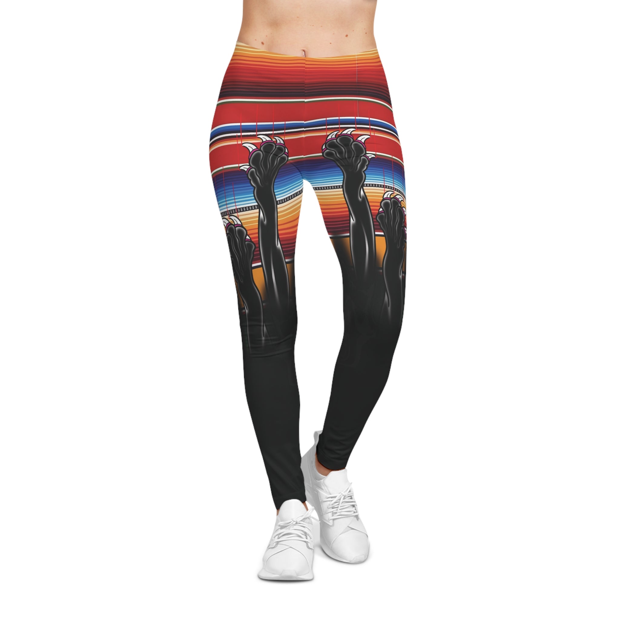 Clawing Panther Paws Serape Print Casual Yoga Leggings (AOP)