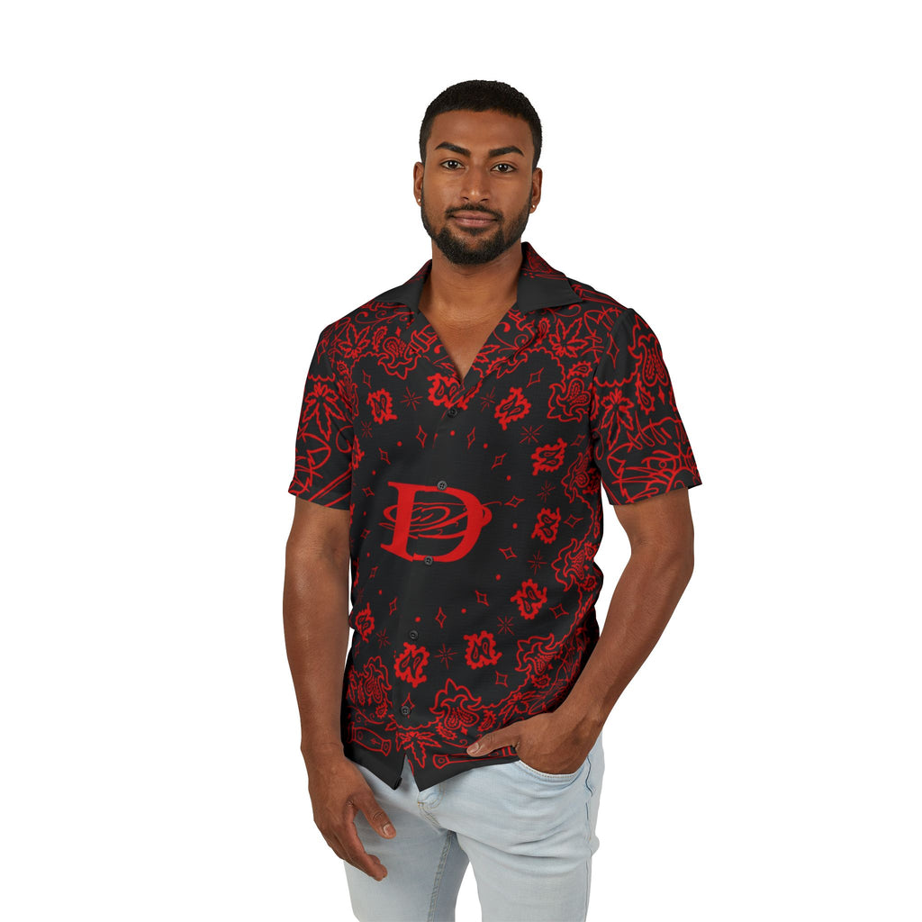DD Custom Bandana Print Hawaiian Camp Shirt, Summer Fashion, Beachwear, Vacation Attire, Tropical Shirt, Unisex Summer Style
