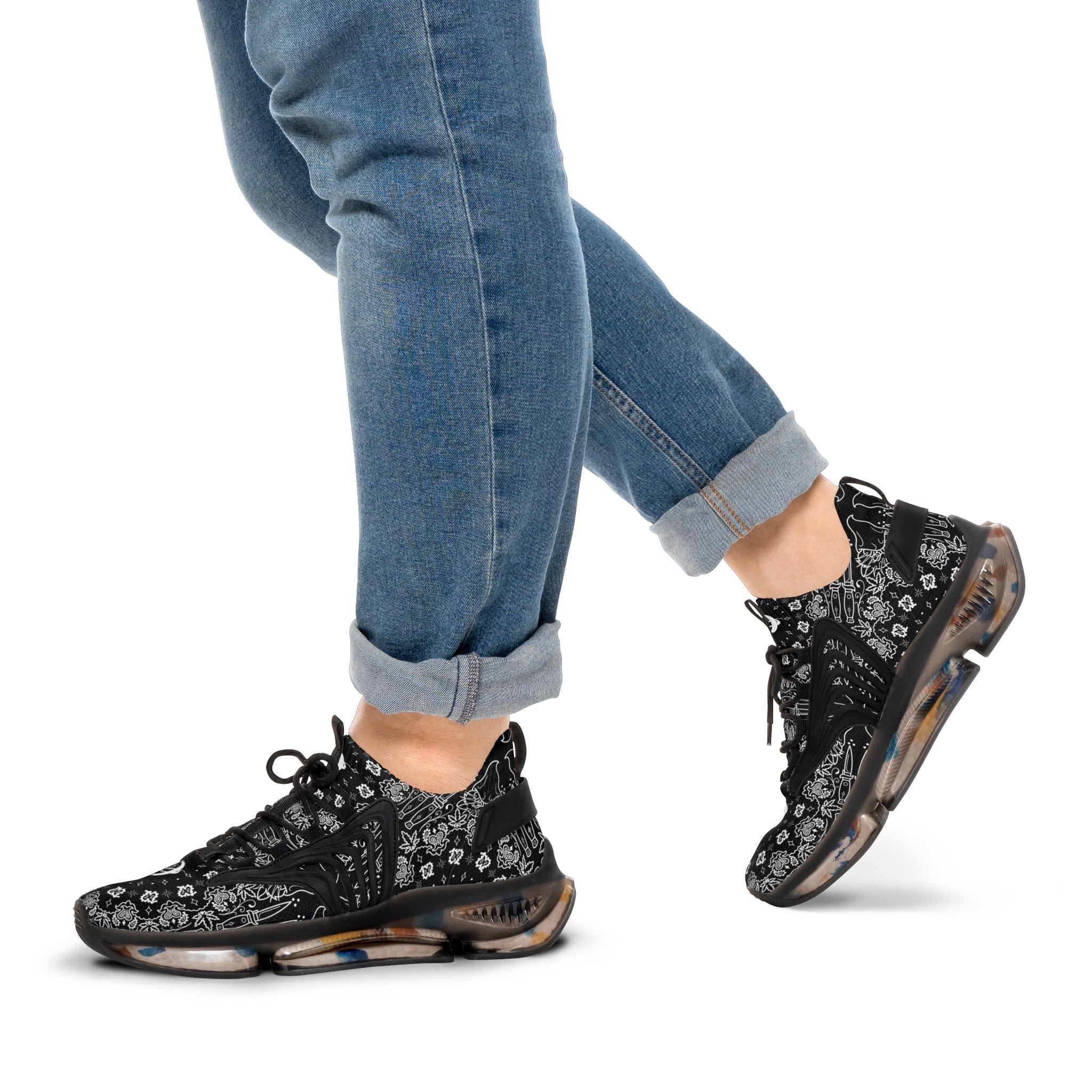 DD Custom Bandana Print Men's Mesh Sneakers AOP