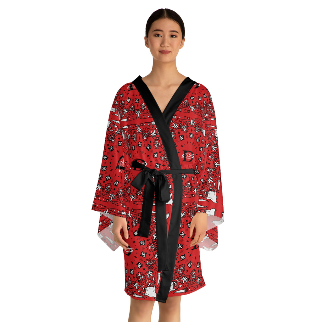 DD Custom Bandana Pattern Long Sleeve Kimono Robe AOP