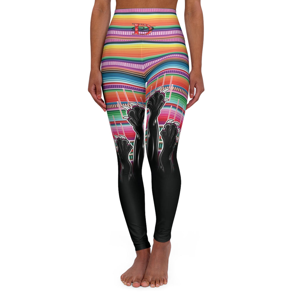 Clawing Panther Paws Print High Waisted Yoga Leggings (AOP)