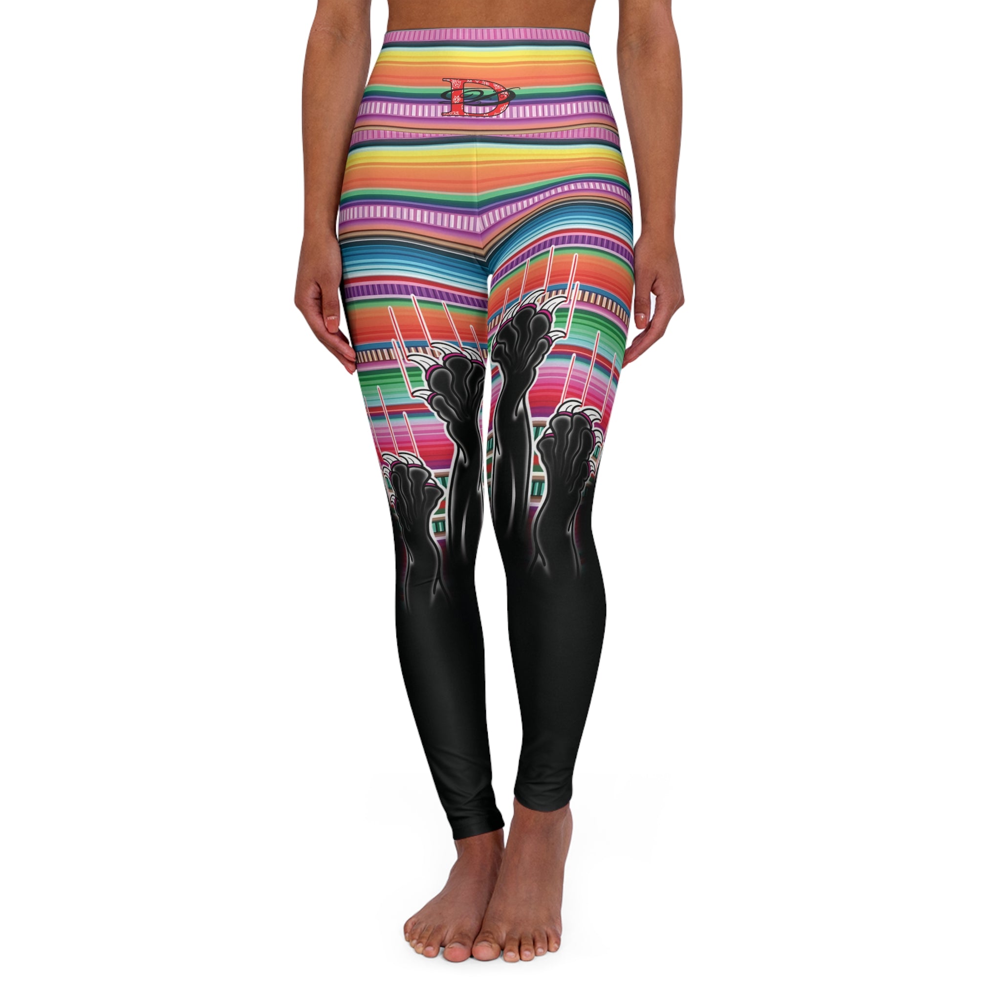 Clawing Panther Paws Print High Waisted Yoga Leggings (AOP)
