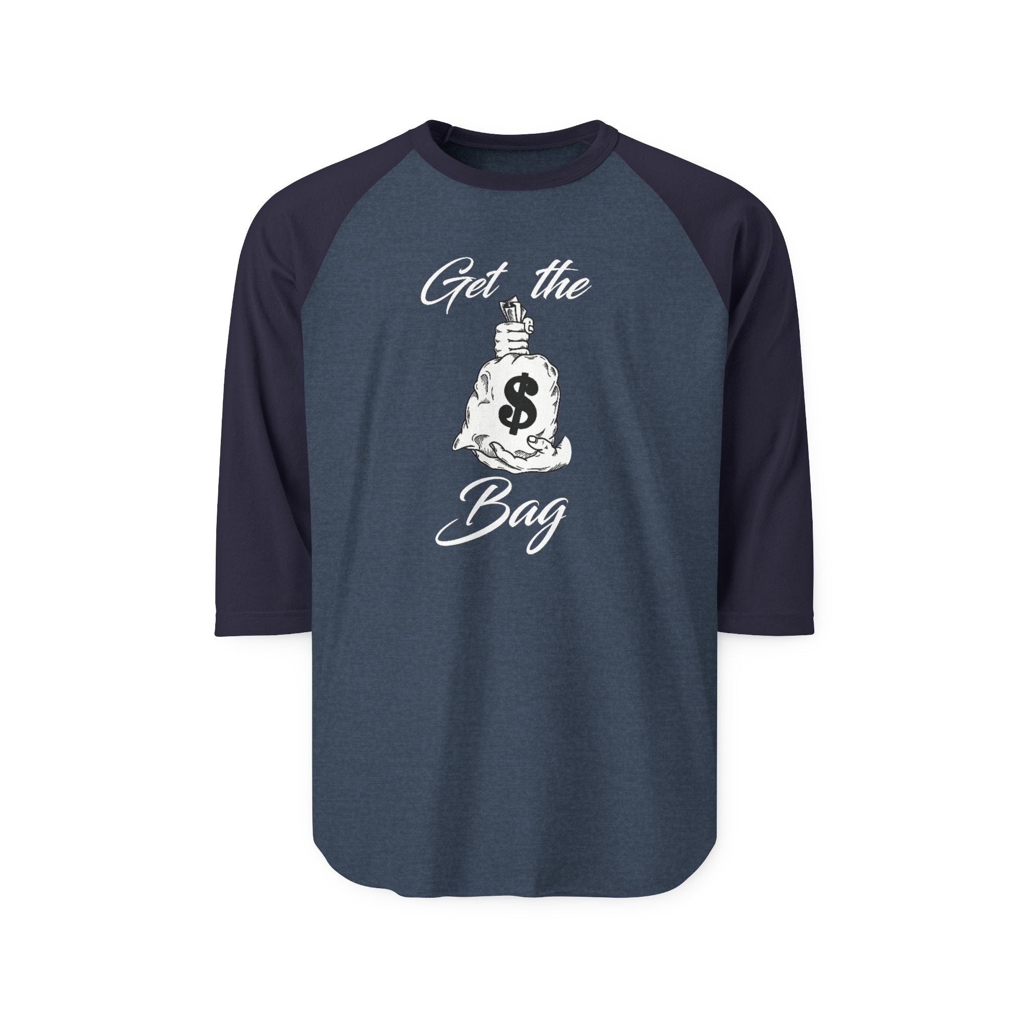 "Get the Bag" Print Unisex Three-Quarter Sleeve Raglan Shirt