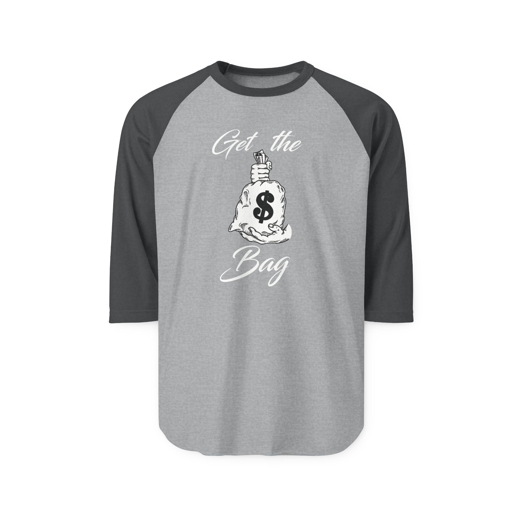 "Get the Bag" Print Unisex Three-Quarter Sleeve Raglan Shirt