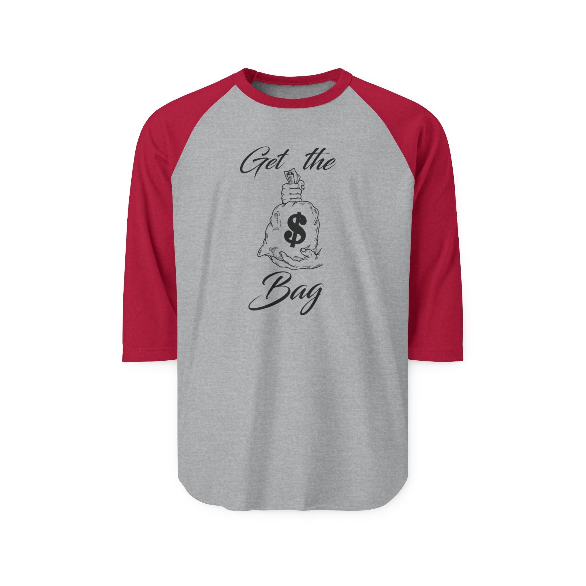 "Get the Bag" Print Unisex Three-Quarter Sleeve Raglan Shirt