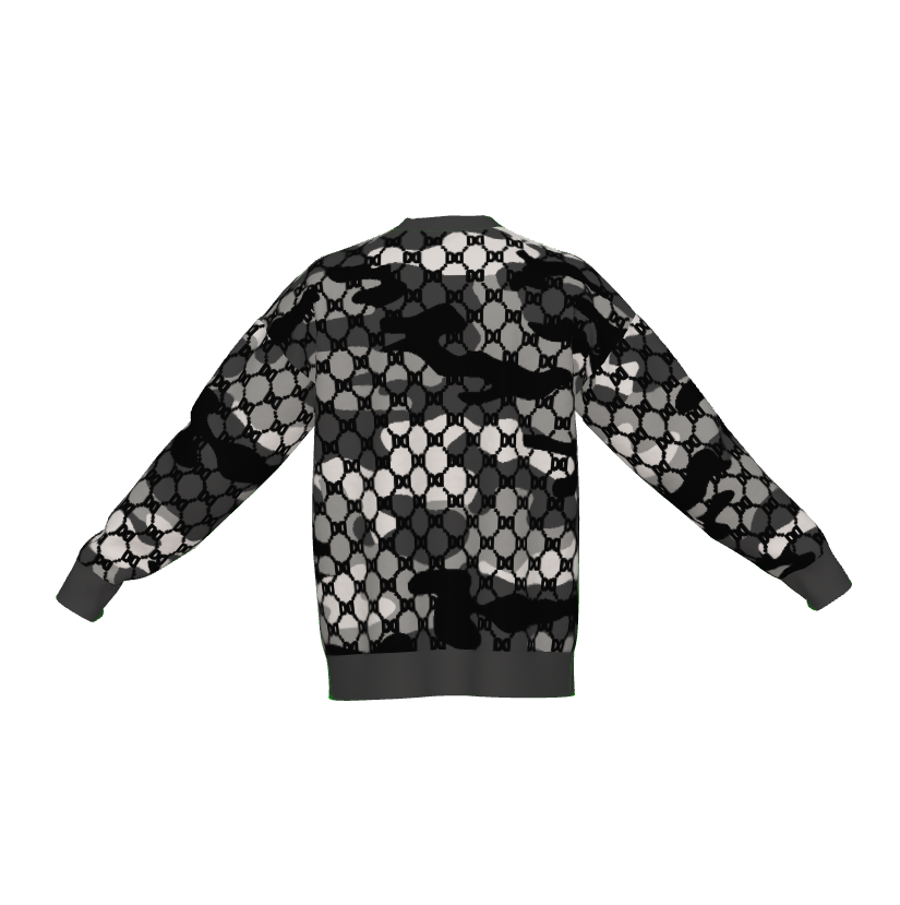DD Custom Monogram Gray Camo Lightweight Crewneck Knitted Sweater