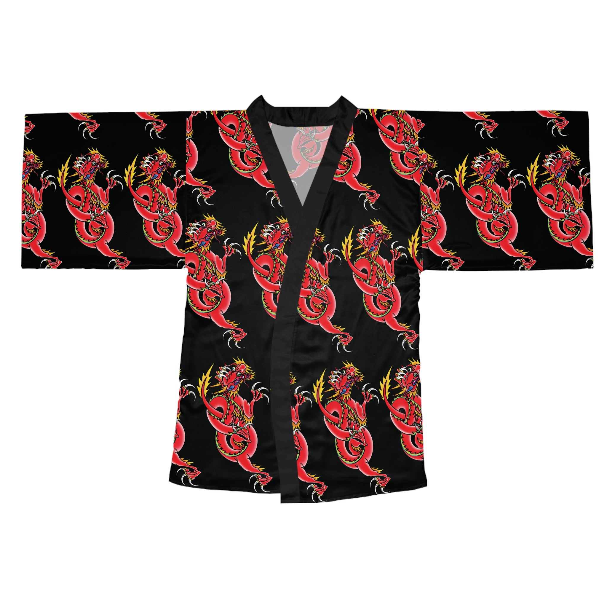 Custom Dragon Pattern Long Sleeve Kimono Robe AOP