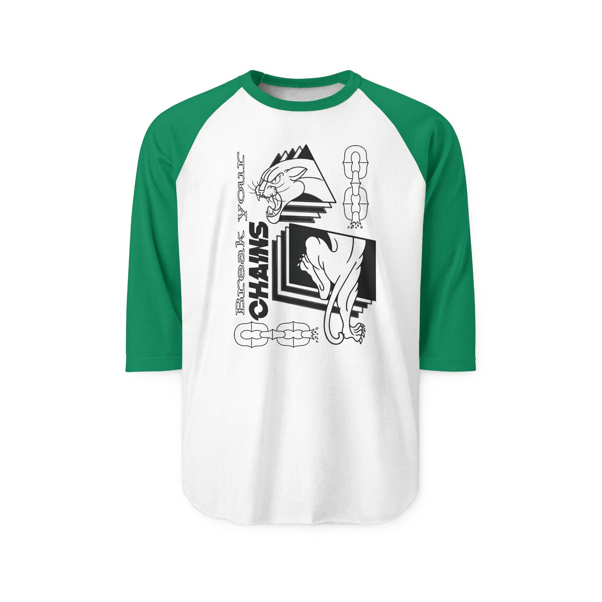 "Break Your Chains" Panther Print Unisex Three-Quarter Sleeve Raglan Shirt