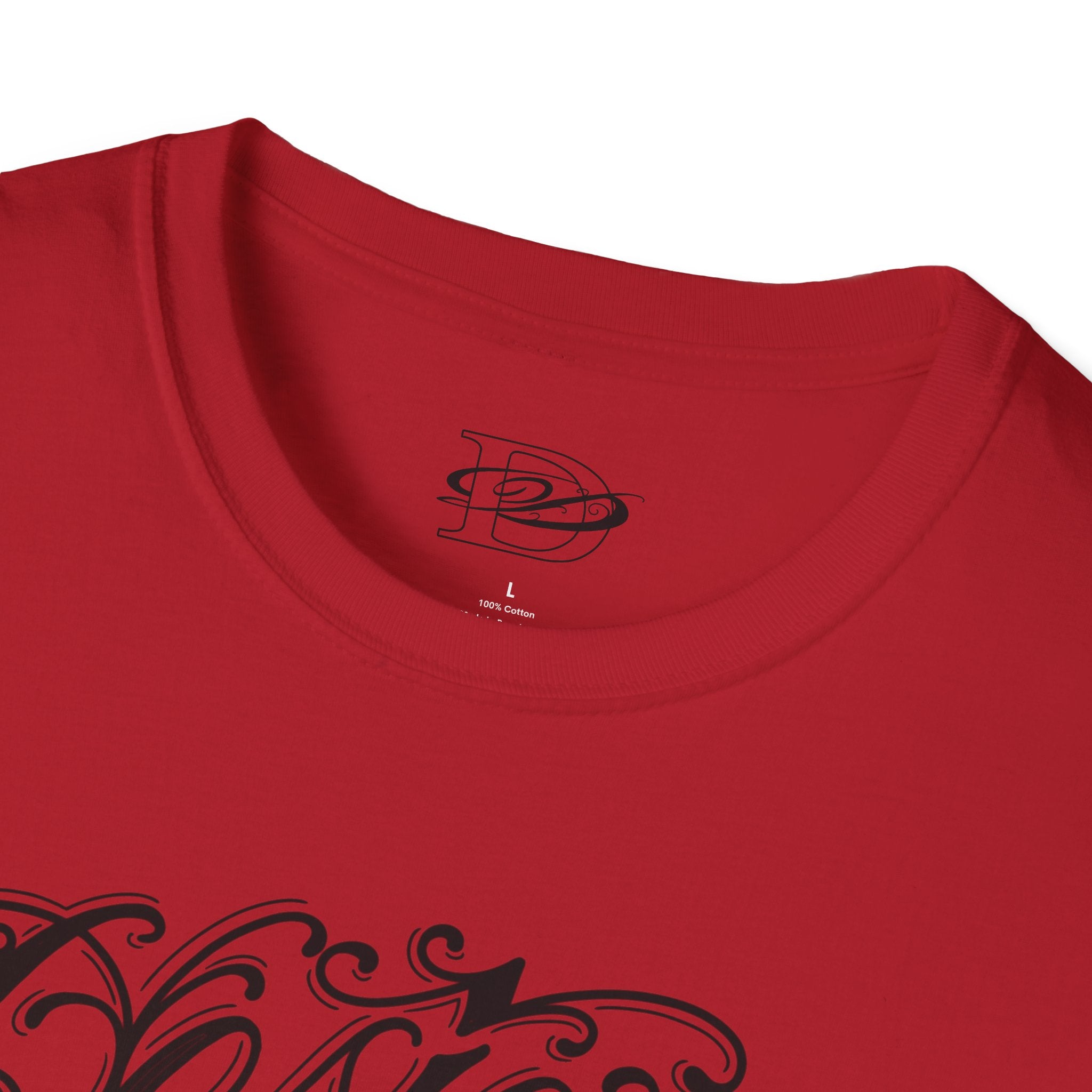 DD Custom Script Lettering w/Gothic Old English Unisex Softstyle T-Shirt