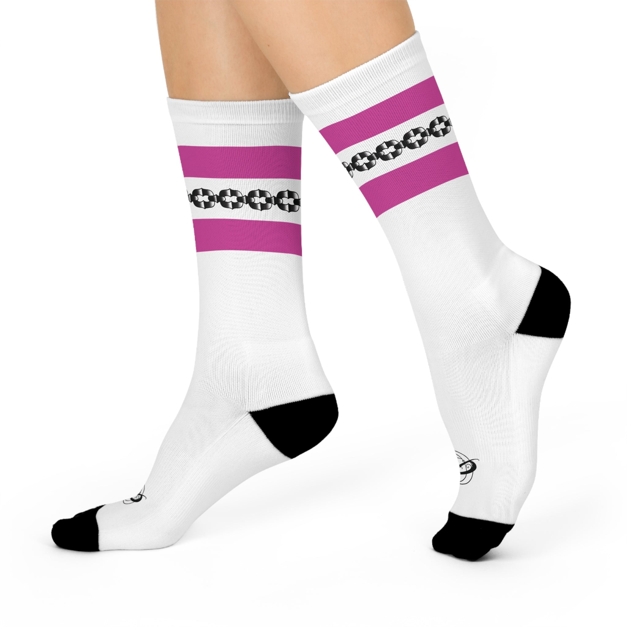 Old School Tube Sock Traditional Tattoo Chain Pattern Crew Socks AOP