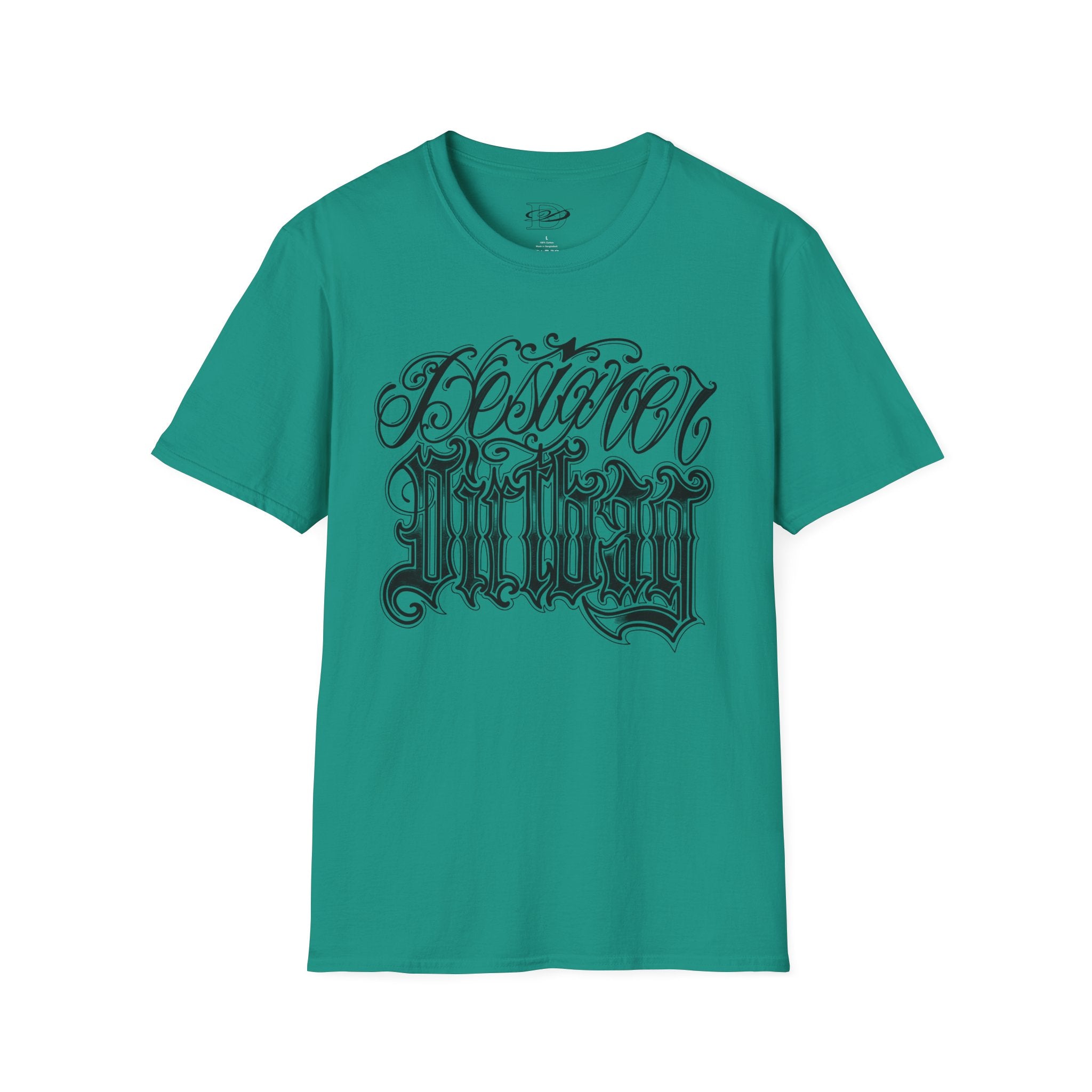 DD Custom Script Lettering w/Gothic Old English Unisex Softstyle T-Shirt