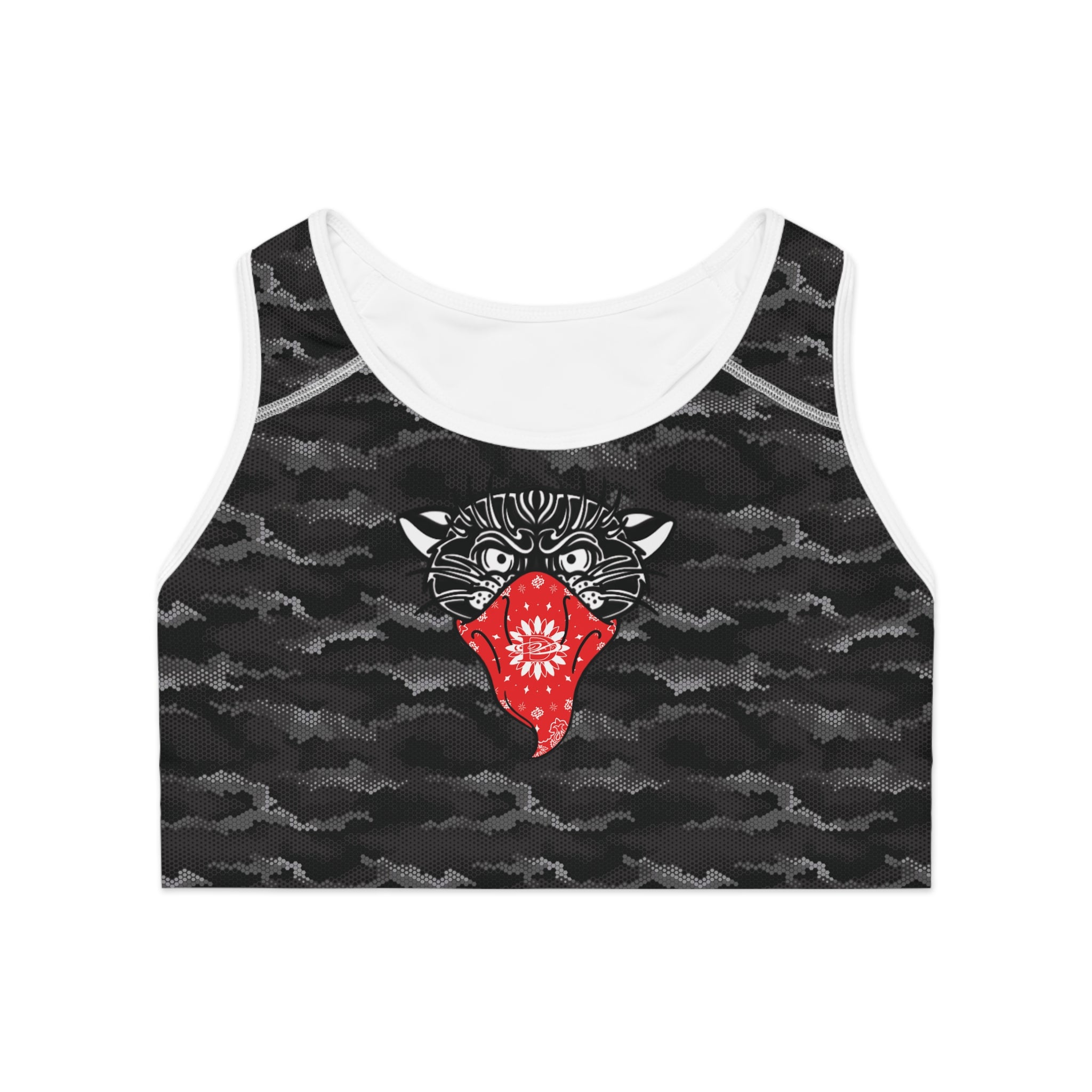 Bandito Panther Urban Digital Hexagon Camo Sports Bra AOP