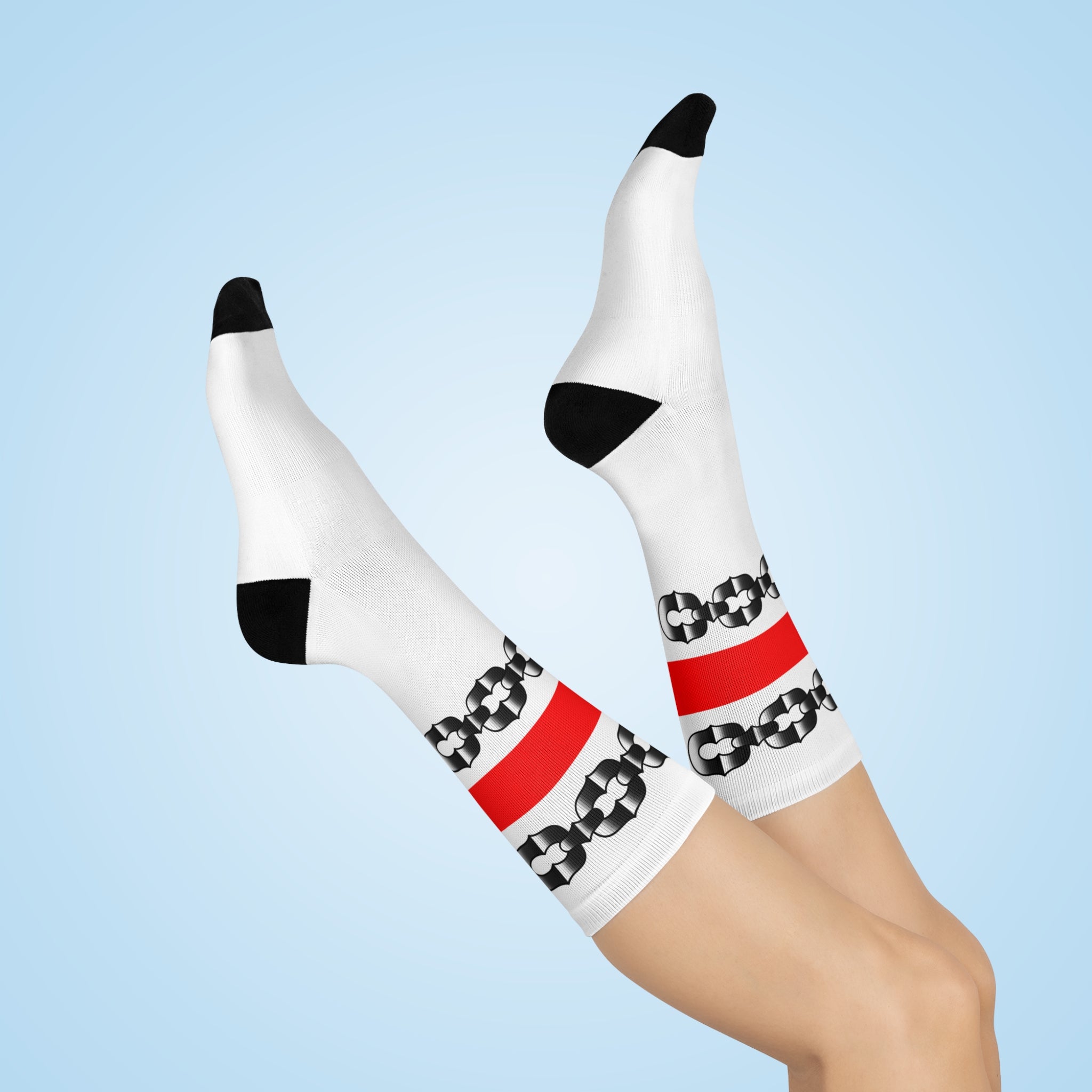 Traditional Tattoo Chain Pattern Cushioned Crew Socks AOP