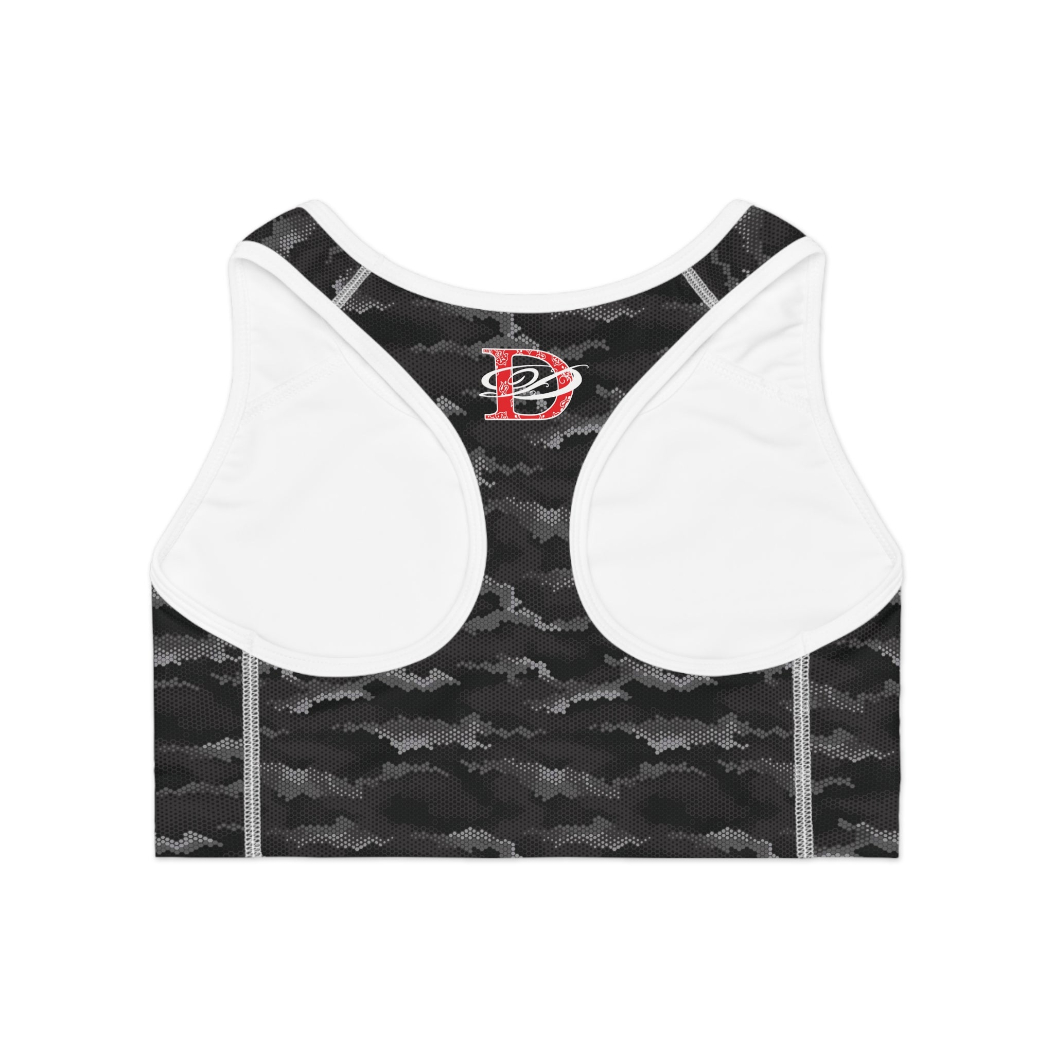 Custom Dragon W/ Urban Hexagon Digital Camo Sports Bra AOP