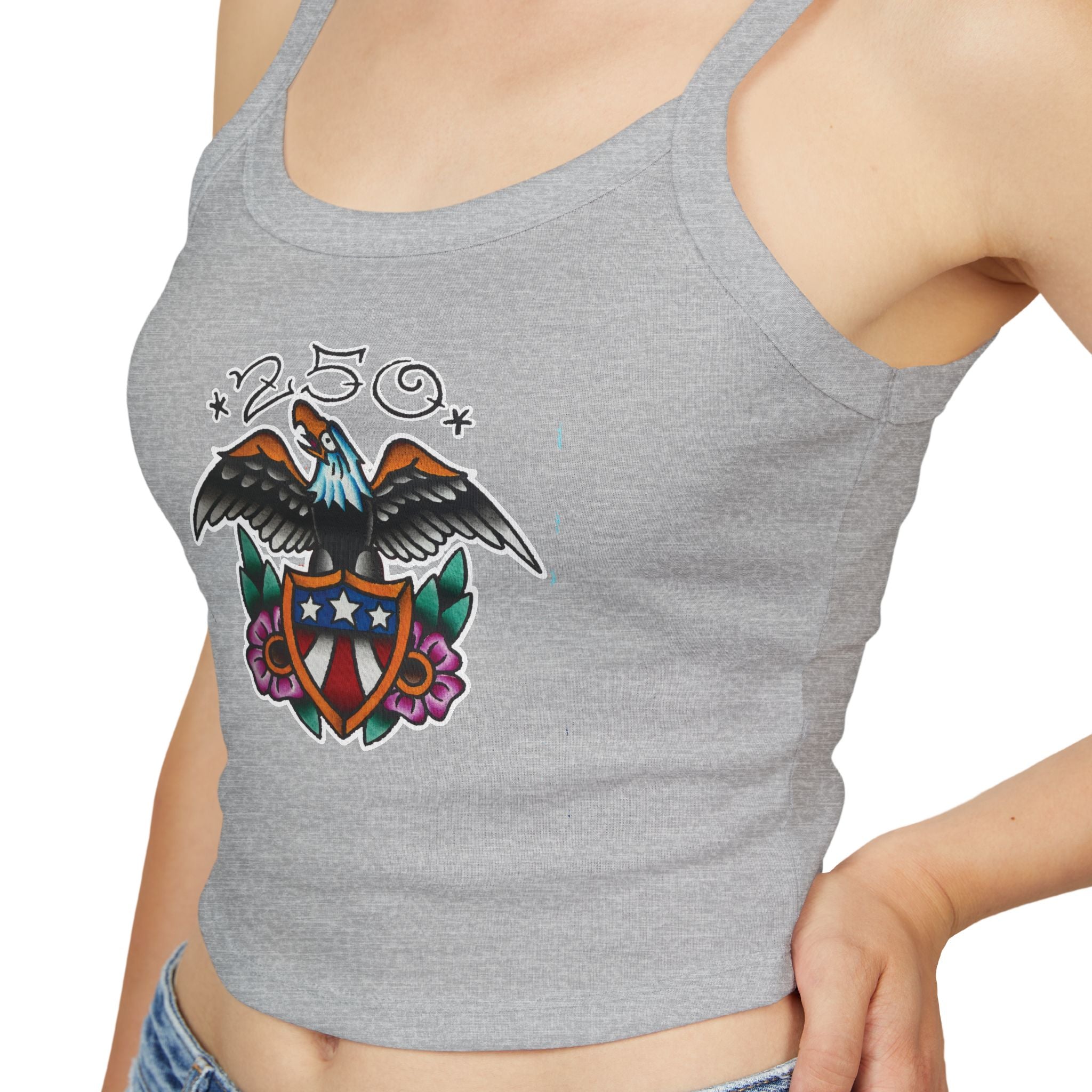 250th Anniversary Eagle w/Flag Shield Spaghetti Strap Woman's Tank Top