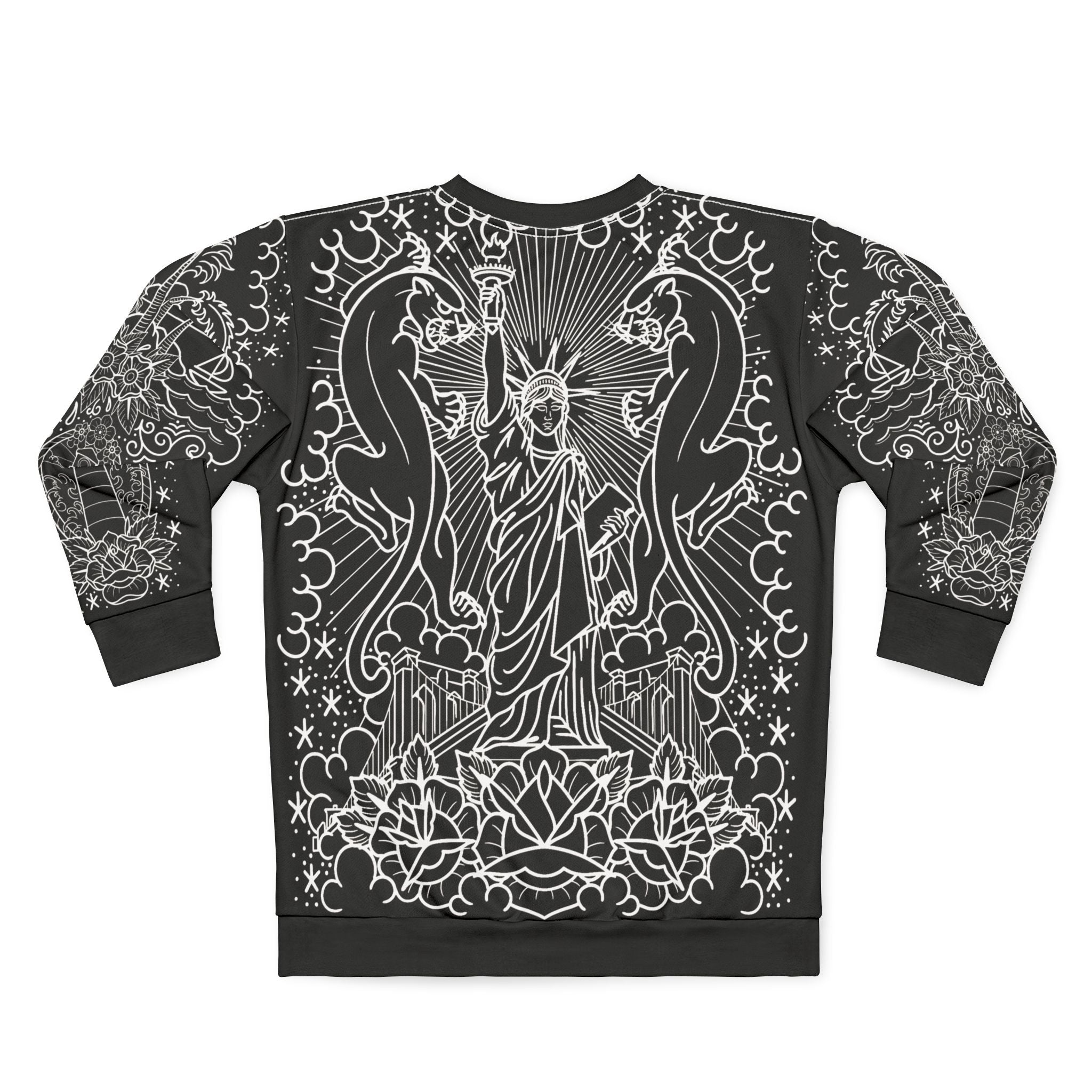 Traditional American Tattoo Body Suit Blueprint Edition Unisex Crewneck Sweatshirt AOP