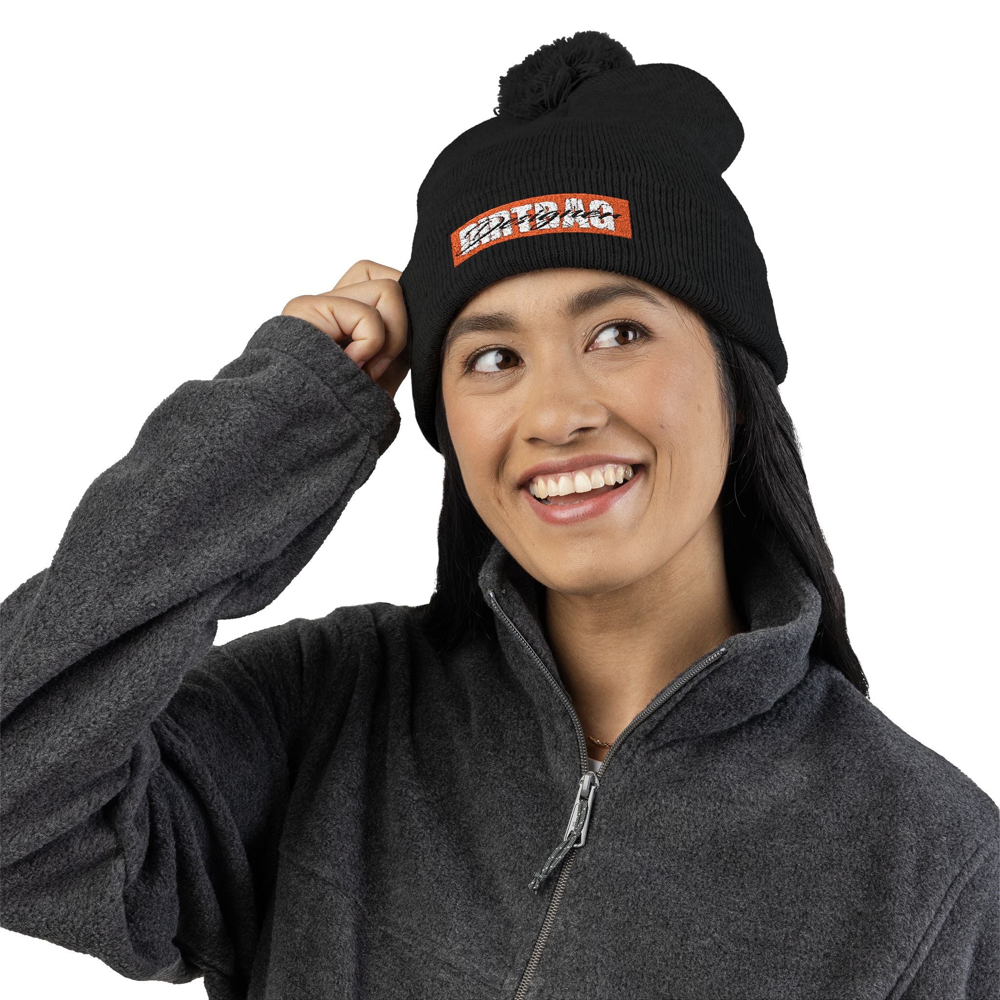 DD Box Logo Embroidered Pom-Pom Knit Beanie