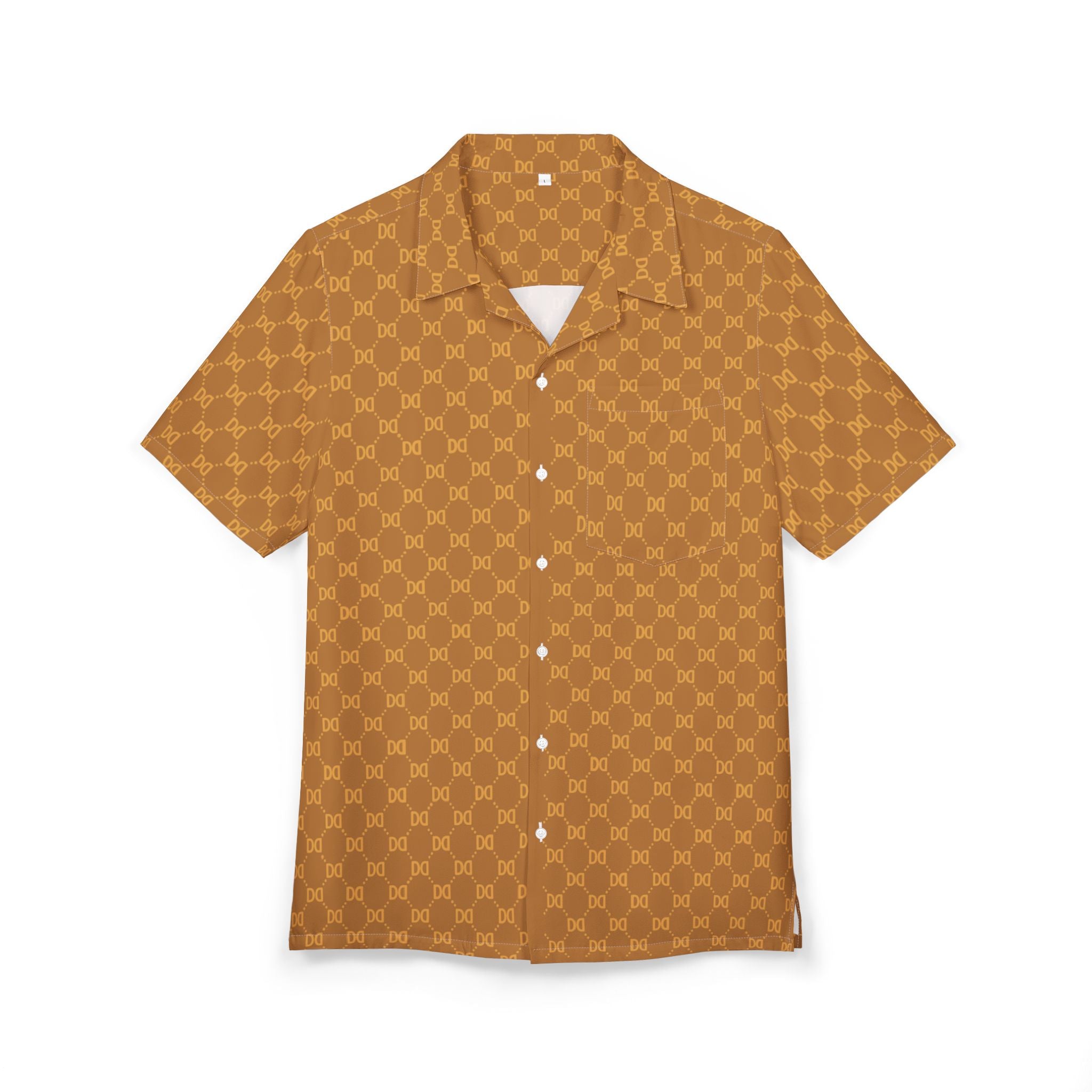DD Monogram Print | Button Up, Hawaiian Shirt, Urban Fashion, Beachwear, Vacation, Tropical Shirt, Designer, Bandana, AOP