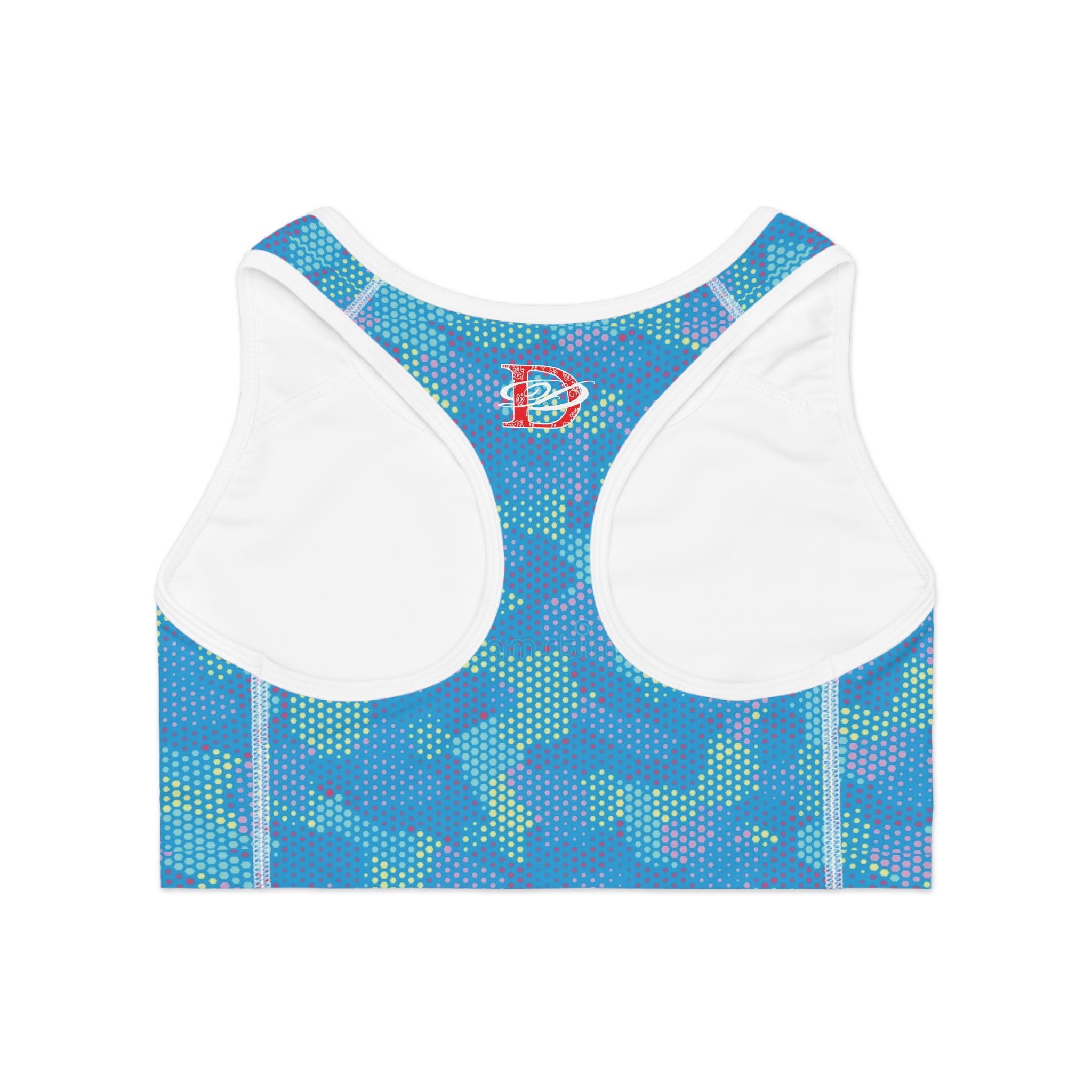 Bandito Panther Light Blue Digital Hexagon Camo Sports Bra AOP