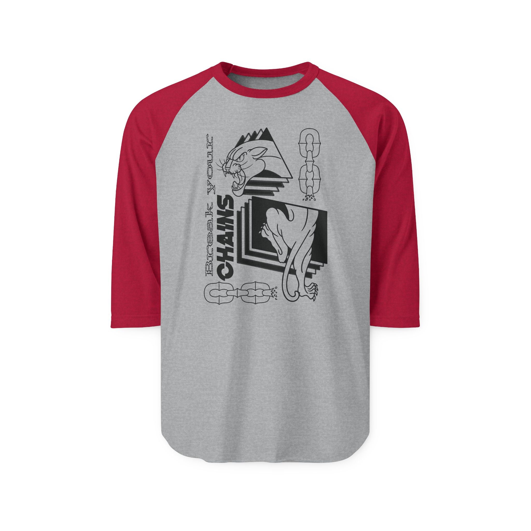 "Break Your Chains" Panther Print Unisex Three-Quarter Sleeve Raglan Shirt