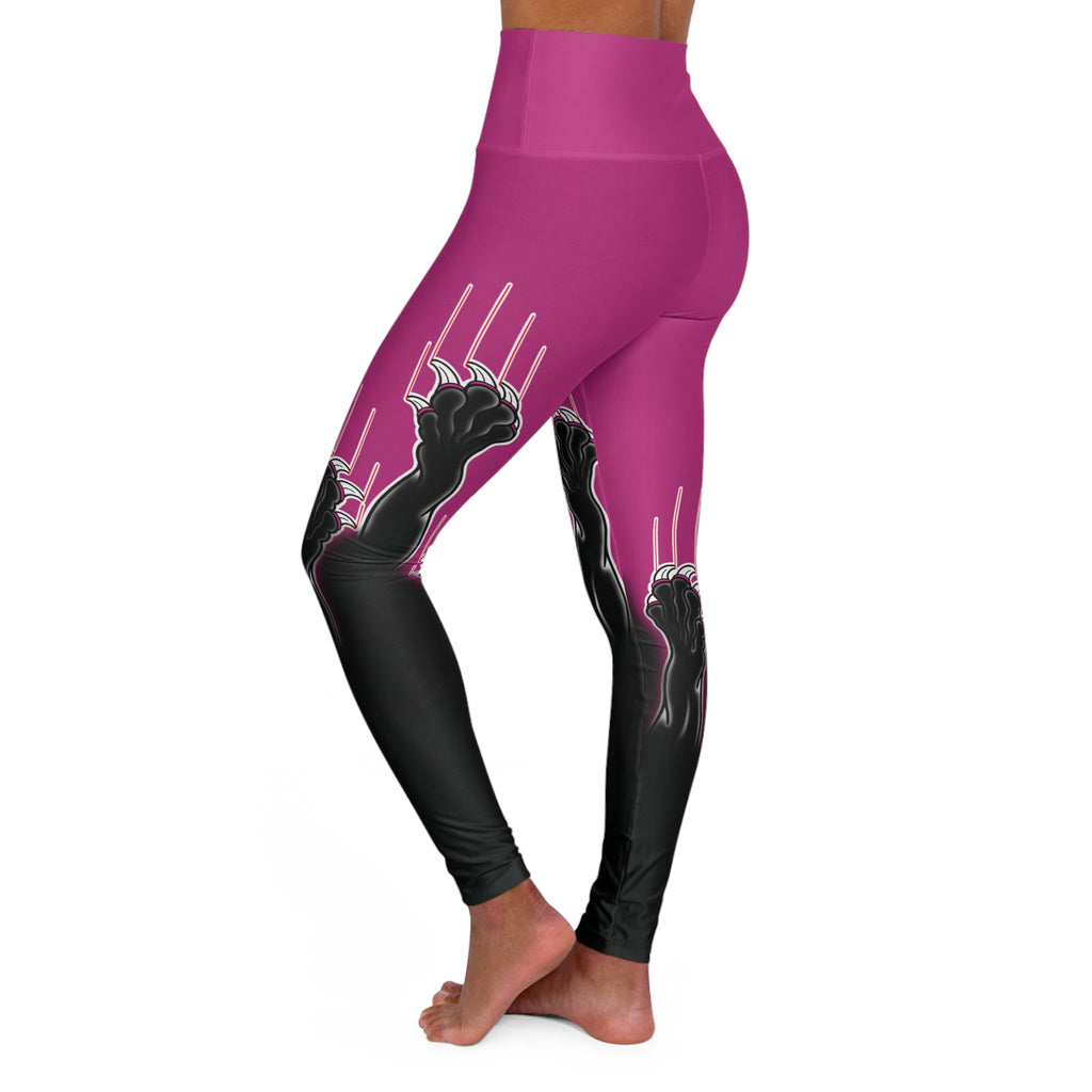 Clawing Panther Paws Print High Waisted Yoga Leggings (AOP)