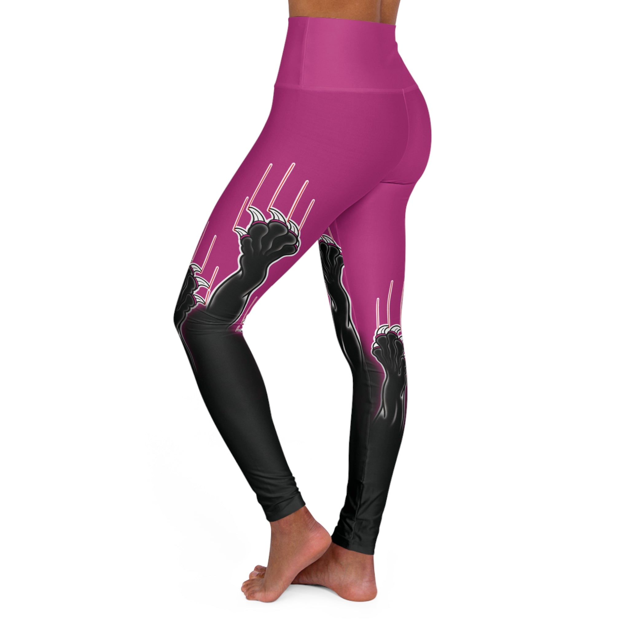 Clawing Panther Paws Print High Waisted Yoga Leggings (AOP)