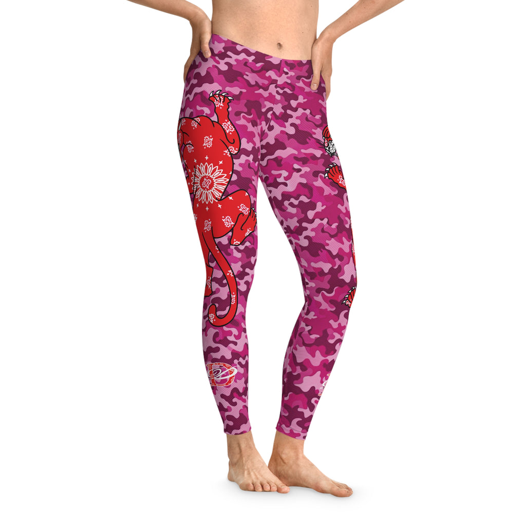 Climbing Bandana Panther Stretchy Pink Camo Leggings