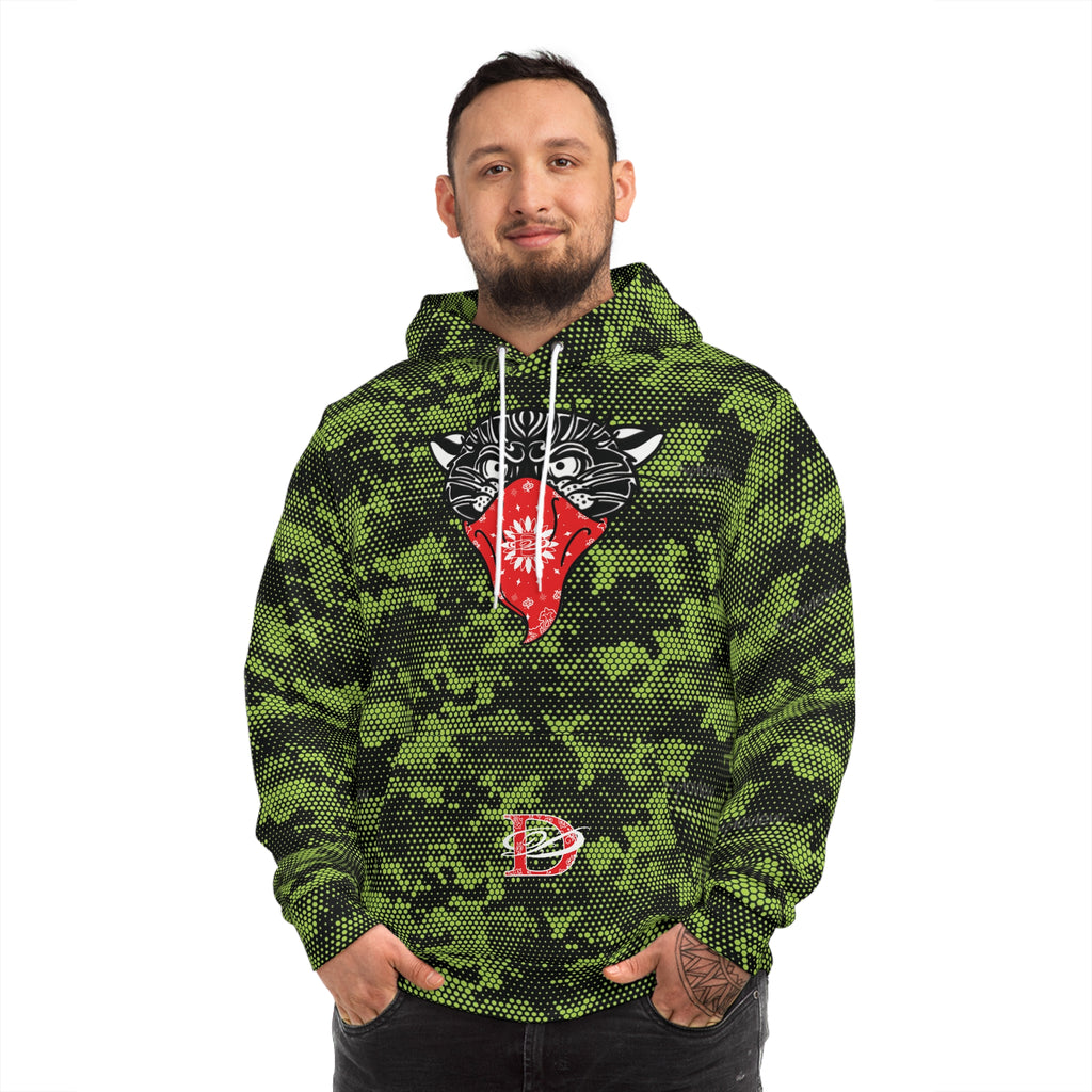 Bandito Panther Lime Green Hexagon Digital Camo Unisex Hoodie AOP