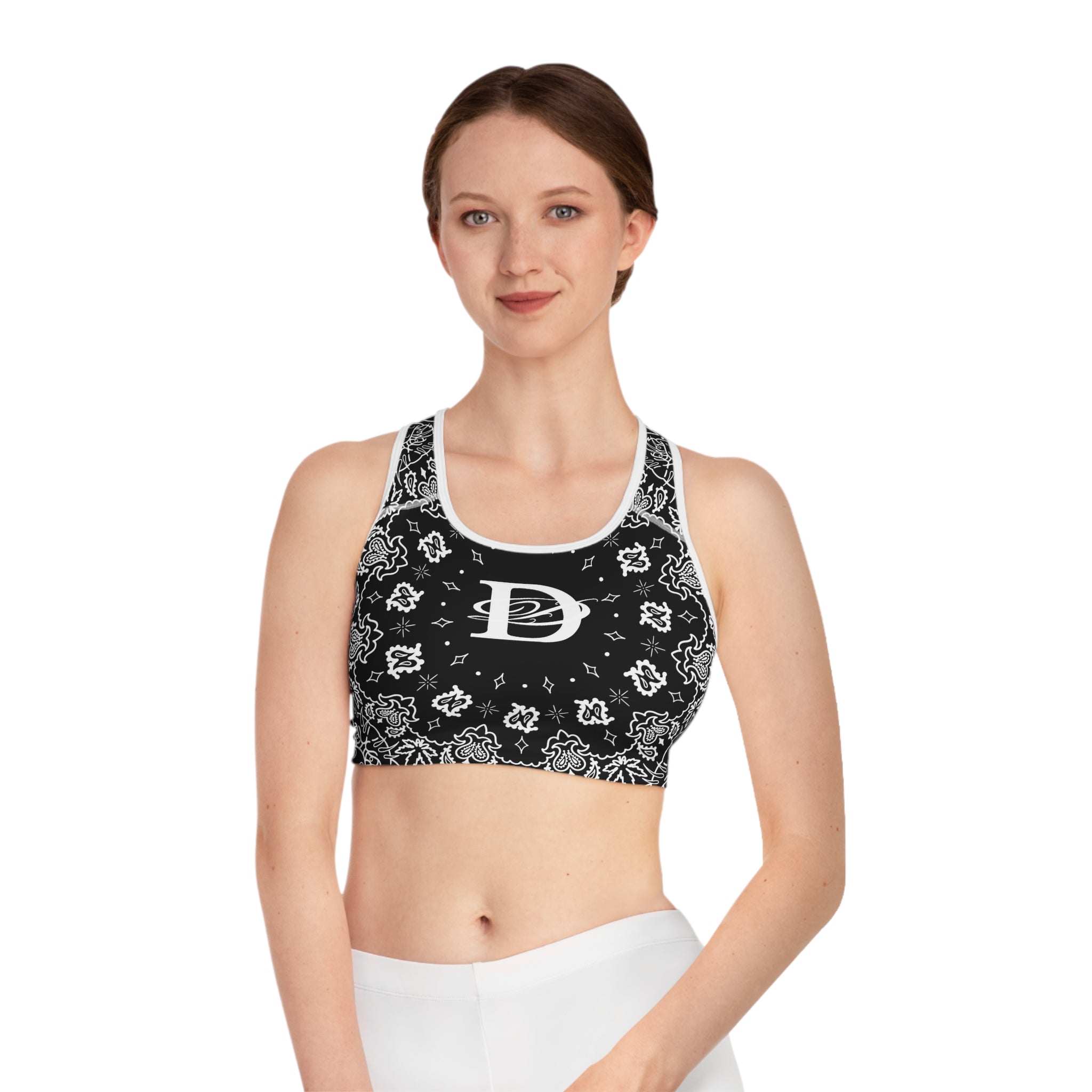 DD Custom Bandanna print - Sports Bra for Active Women - Stylish Workout Gear, Gym Bra, Athleisure Top, Yoga Apparel, Fitness Wear