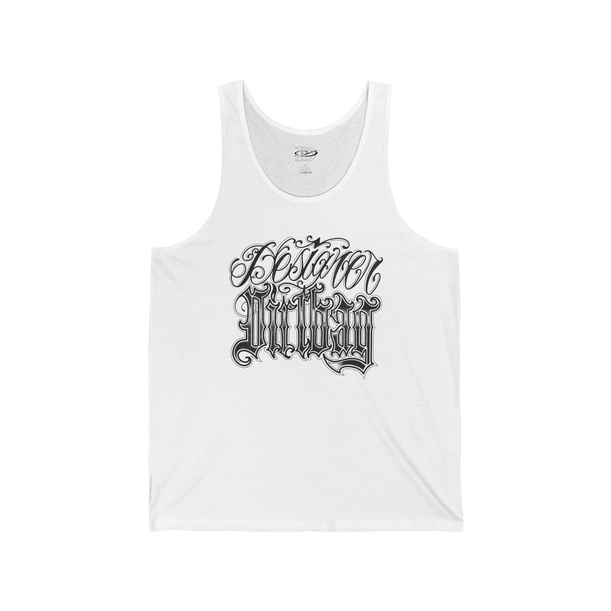 DD Custom Script Lettering W/Gothic Old English Unisex Jersey Tank Top