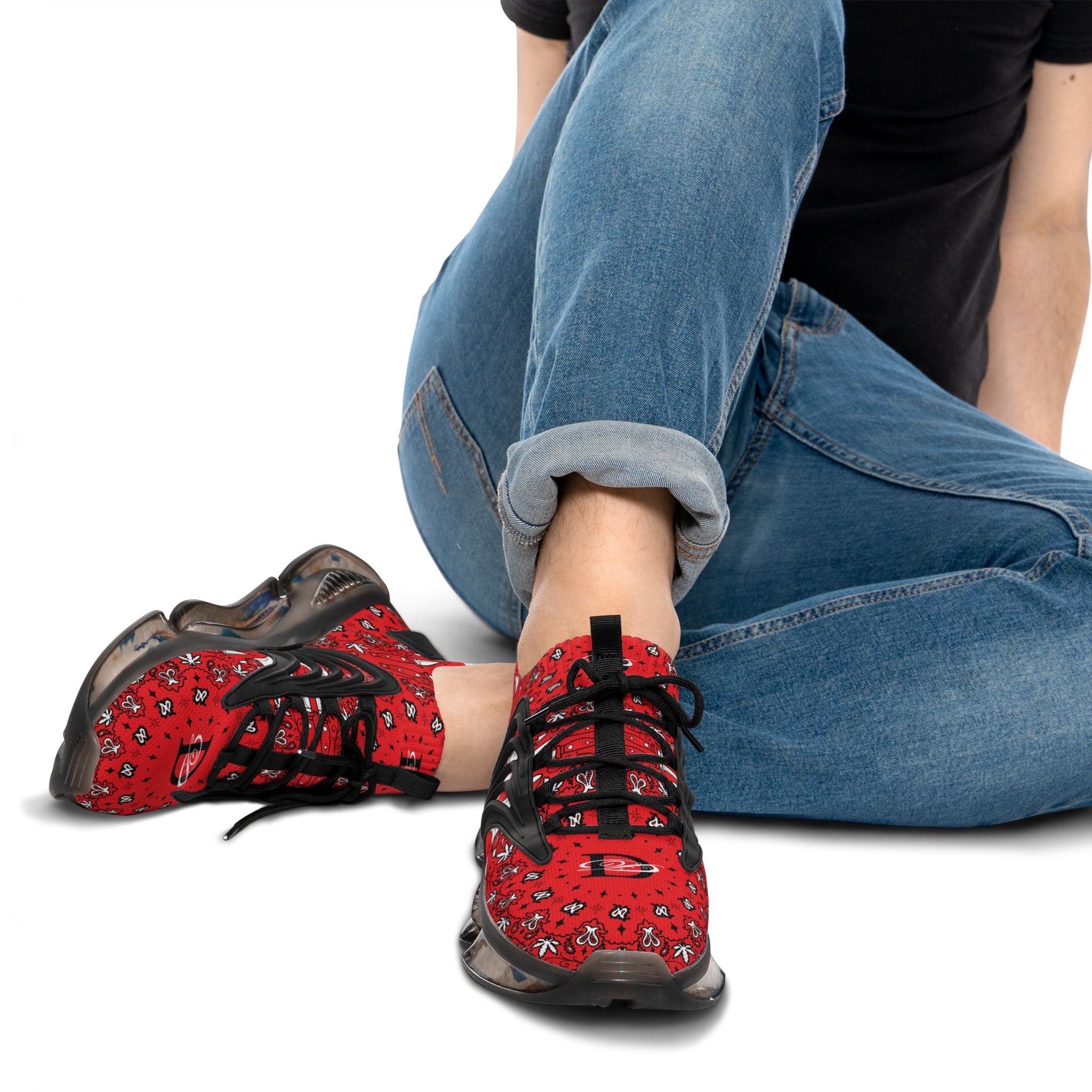 DD Custom Bandana Print Men's Mesh Sneakers AOP