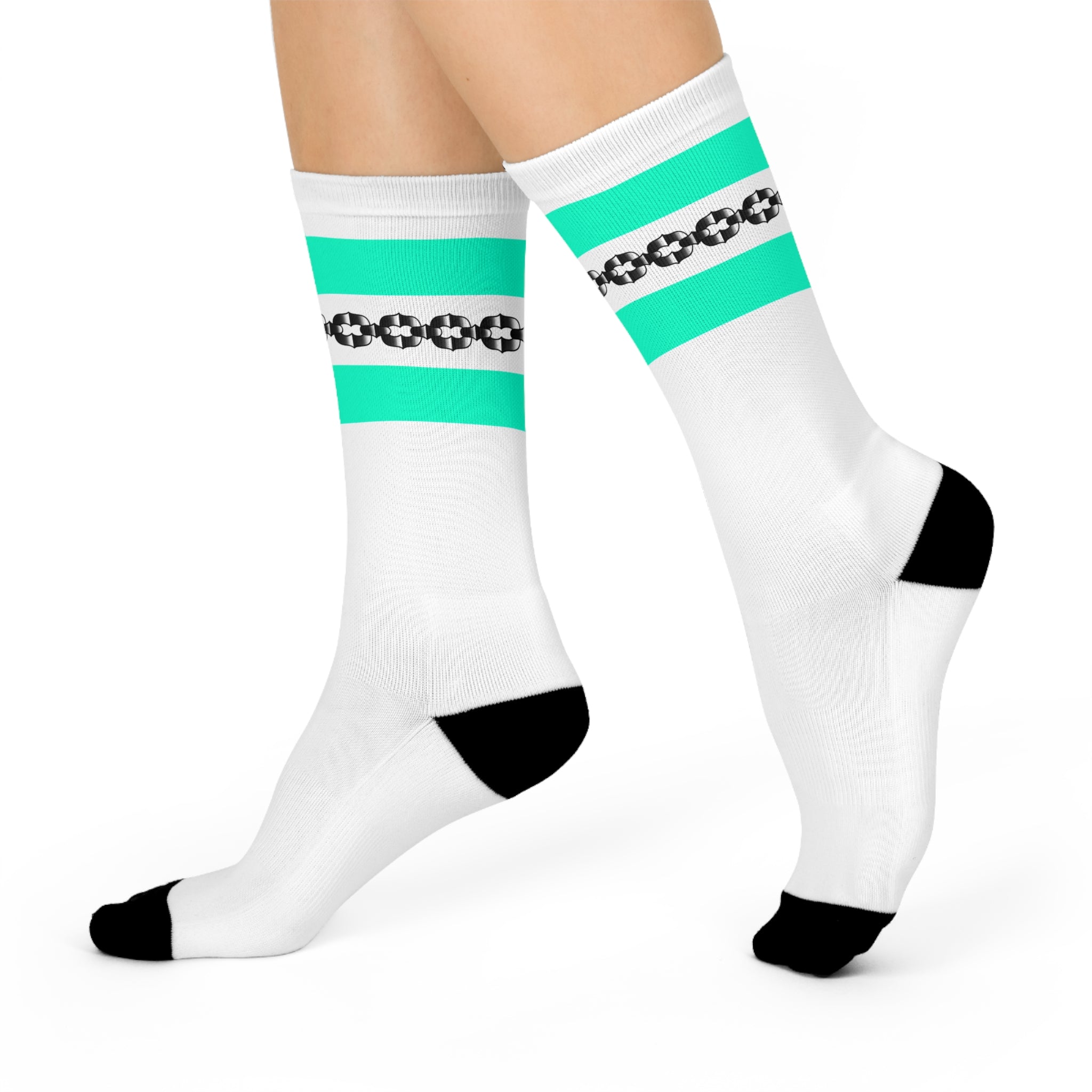 Old School Traditional Tattoo Chain Pattern Cushioned Crew Socks AOP