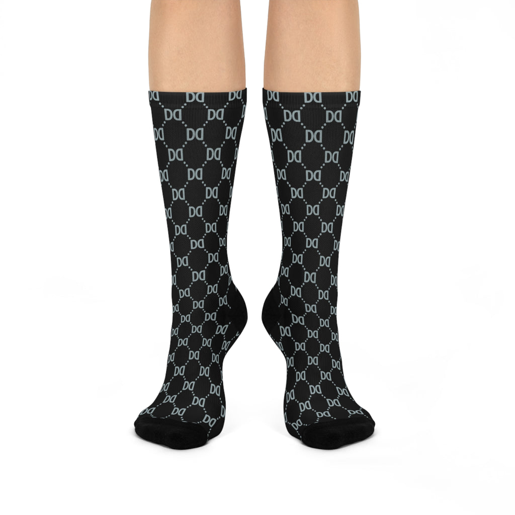 DD Custom Monogram Pattern Crew Socks AOP