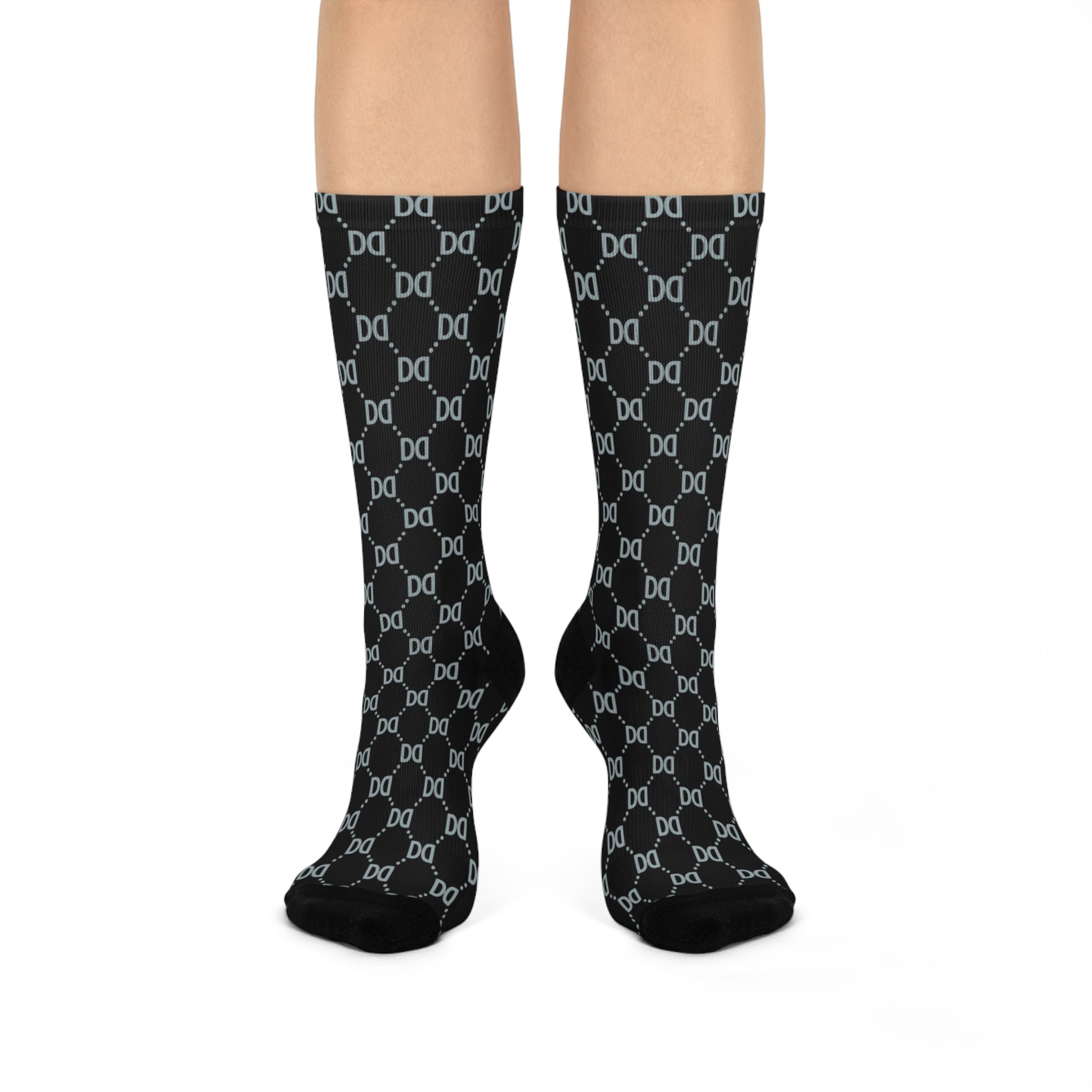DD Custom Monogram Pattern Crew Socks AOP