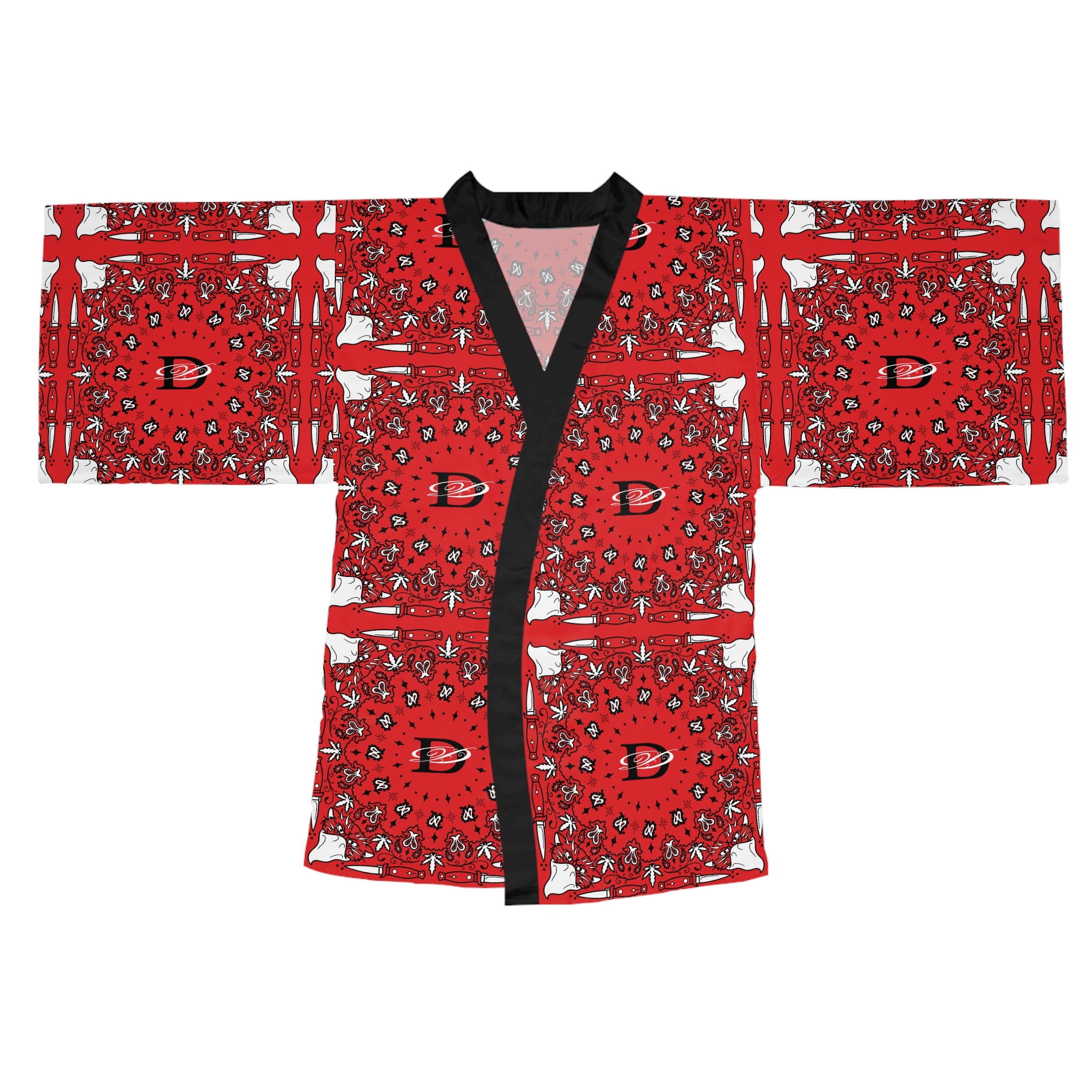 DD Custom Bandana Pattern Long Sleeve Kimono Robe AOP