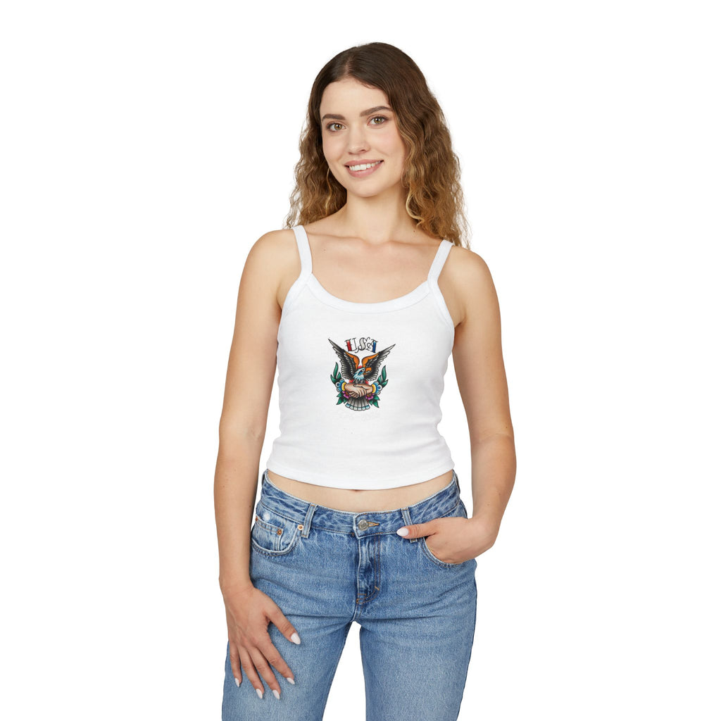250th Anniversary Eagle w/Clasped Hands Tattoo Design 1776-2026 Spaghetti Strap Woman's Tank Top