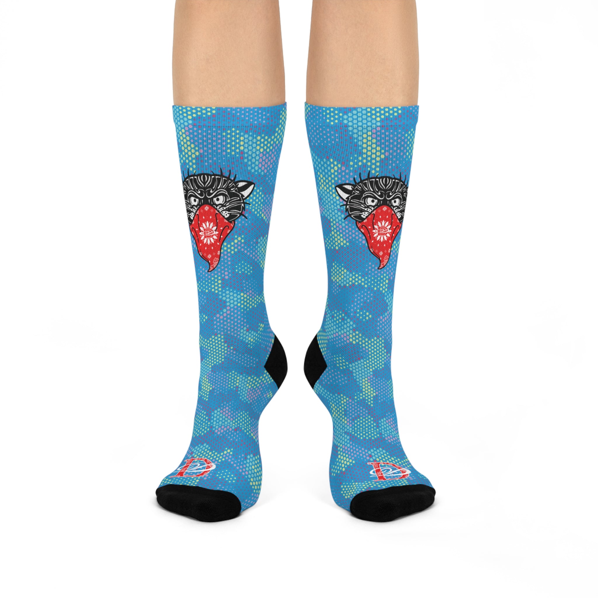 Bandito Panther Digital Hexagon Light Blue Camo Crew Socks AOP