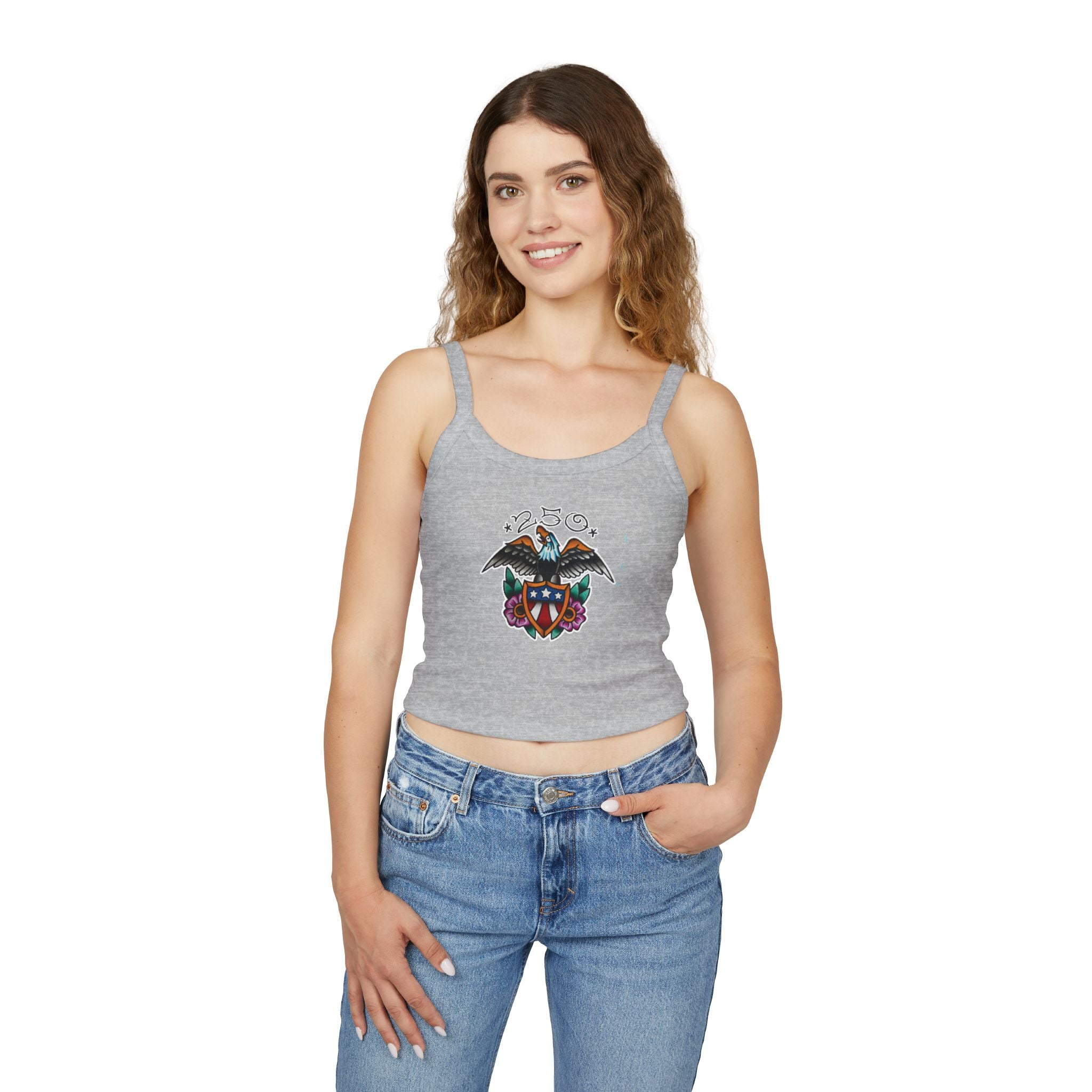 250th Anniversary Eagle w/Flag Shield Spaghetti Strap Woman's Tank Top