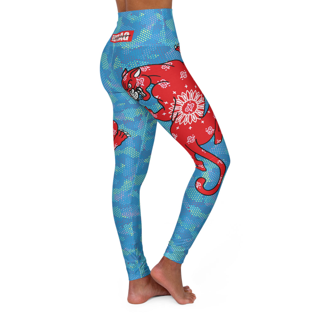 Climbing Bandana Panther Light Blue Digital Hexagon Camo High Waisted Leggings AOP
